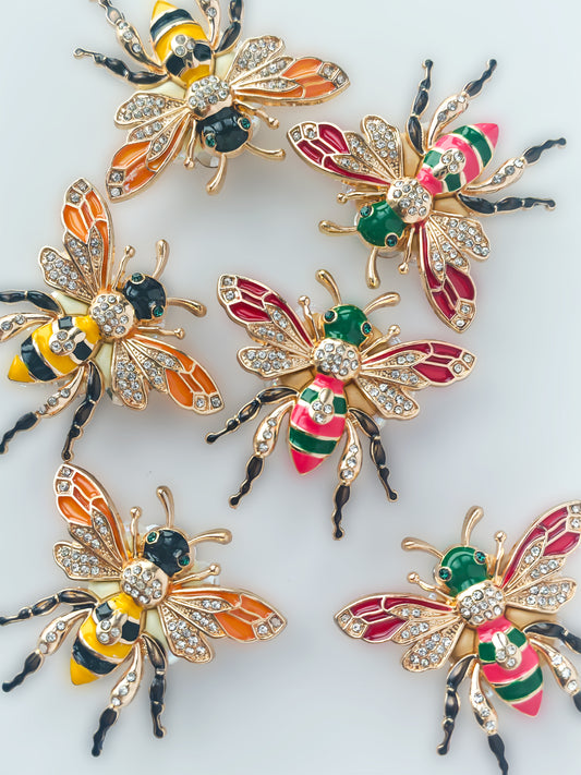 C52061  Metal Diamond Engraved Little Bee DIY Jewelry Making Craft Accessories, Fashion Decorative Beads For Pen, Keychain, Backpack Charm & Women's Creative Gifts