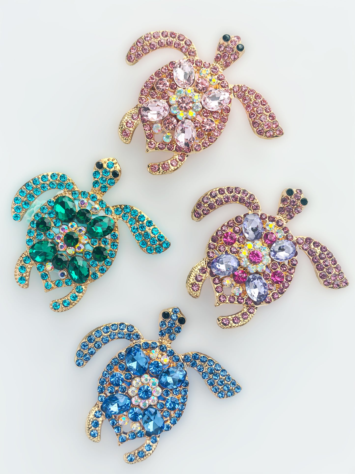 C52066 Metal Creative Diamond-Encrusted Turtle, Zircon Turtle Perforated Jewelry Suitable For Bead Pens, Mobile Phone Pendants, Key Chains And Bags DIY Jewelry Craft Accessories