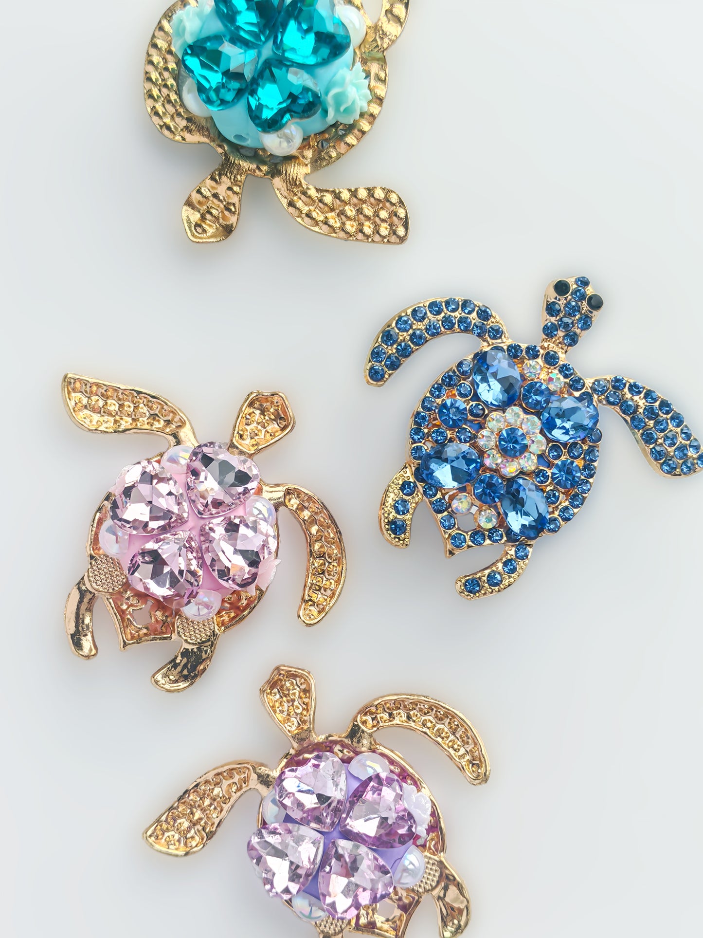 C52066 Metal Creative Diamond-Encrusted Turtle, Zircon Turtle Perforated Jewelry Suitable For Bead Pens, Mobile Phone Pendants, Key Chains And Bags DIY Jewelry Craft Accessories