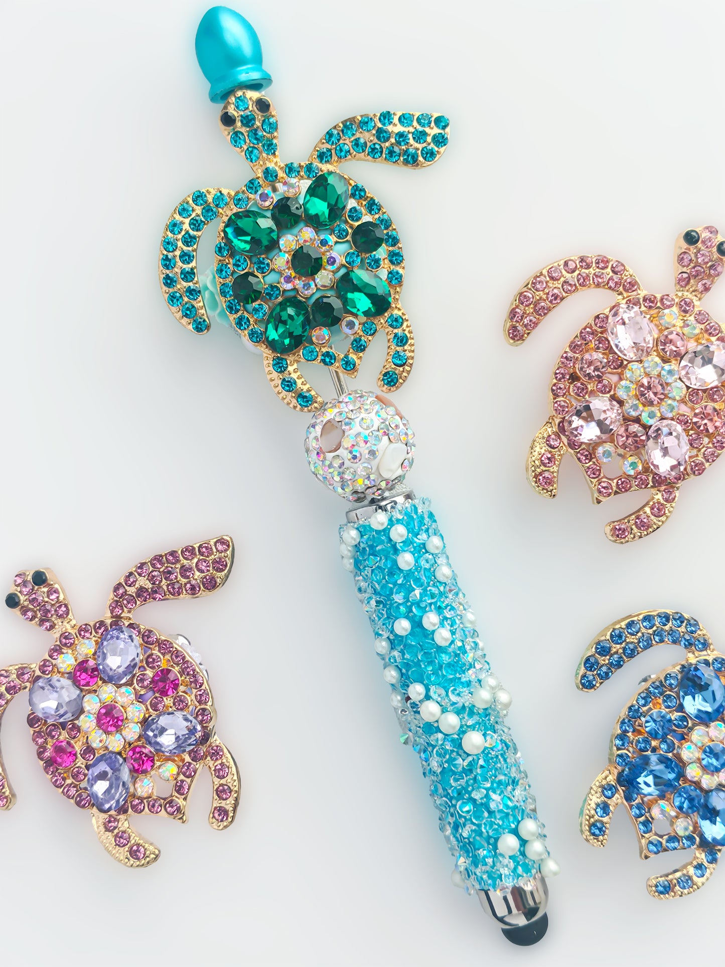 C52066 Metal Creative Diamond-Encrusted Turtle, Zircon Turtle Perforated Jewelry Suitable For Bead Pens, Mobile Phone Pendants, Key Chains And Bags DIY Jewelry Craft Accessories