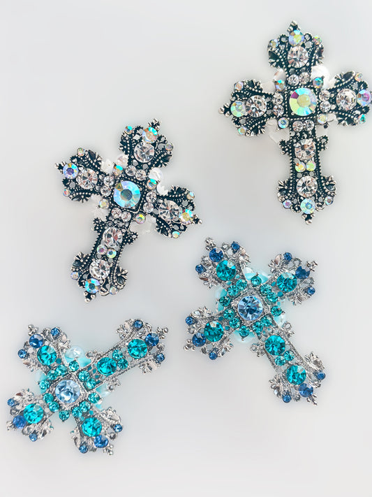 C52067 Metal Creative Diamond-Encrusted Cross, Suitable For Bead Pens, Mobile Phone Pendants, Key Chains And Bags DIY Jewelry Craft Accessories