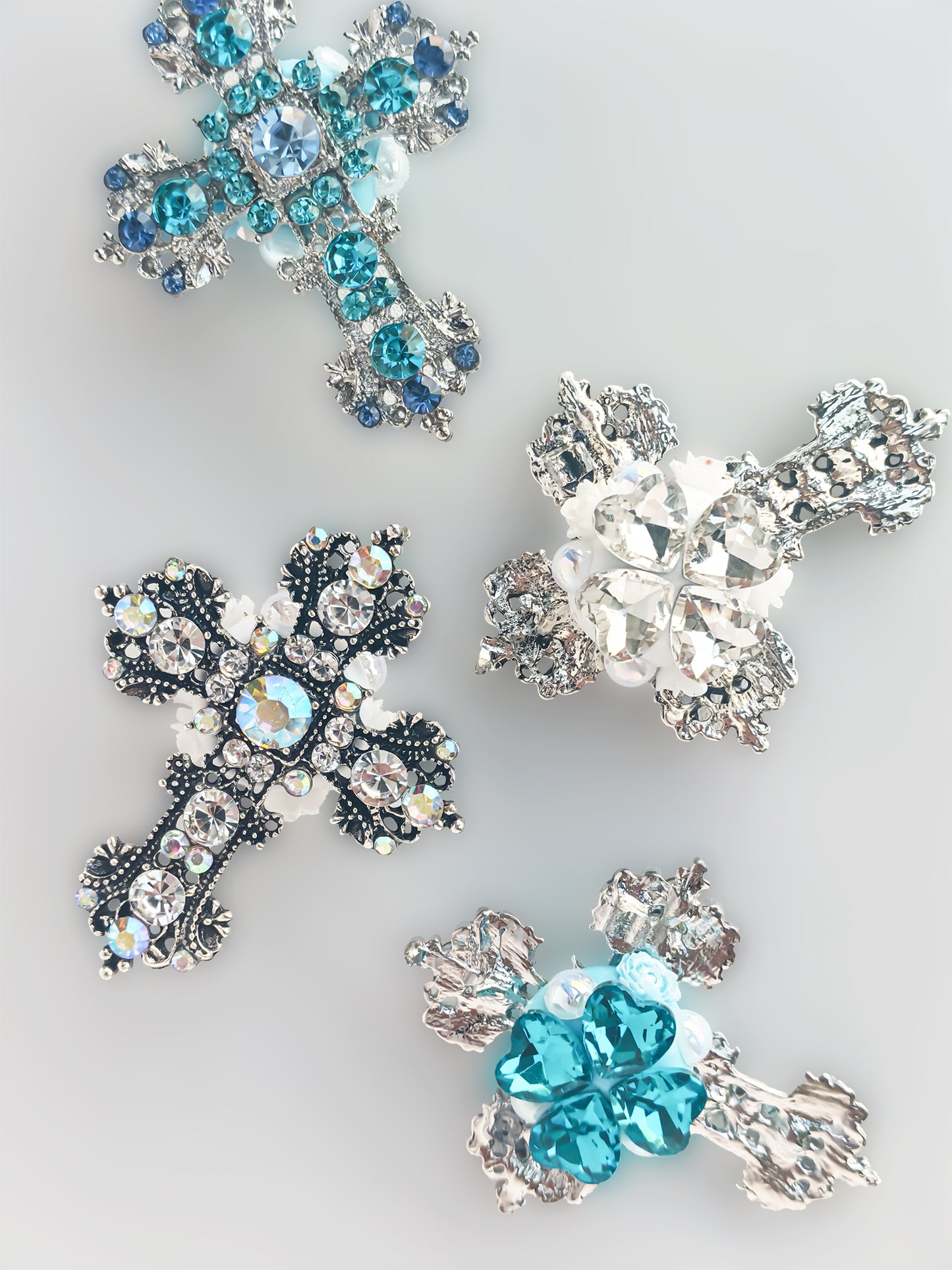 C52067 Metal Creative Diamond-Encrusted Cross, Suitable For Bead Pens, Mobile Phone Pendants, Key Chains And Bags DIY Jewelry Craft Accessories