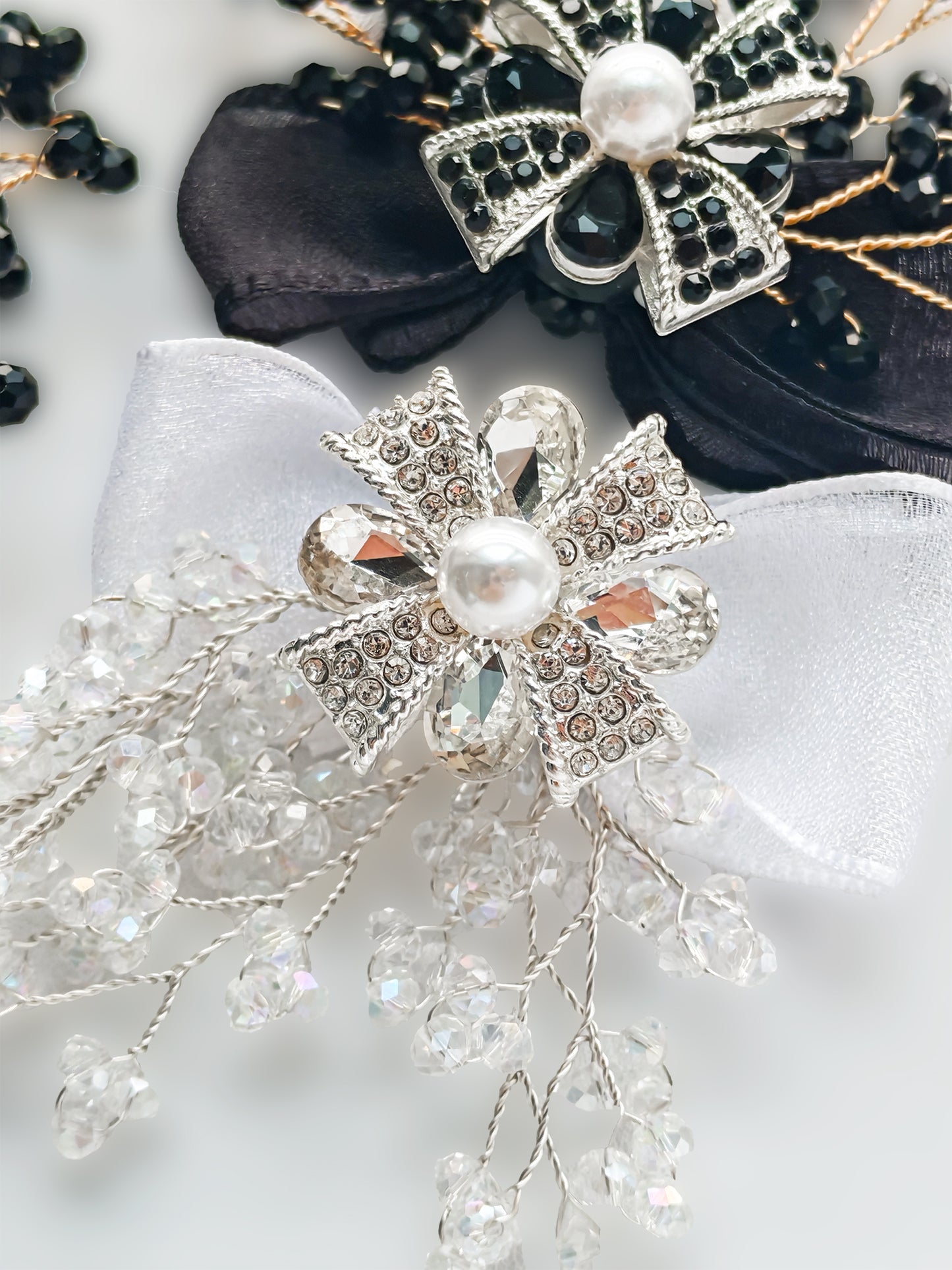 C52073 Metal Bowknot Pearl And Diamond Suitable For Bead Pens, Mobile Phone Pendants, Key Chains And Bags DIY Jewelry Craft Accessories