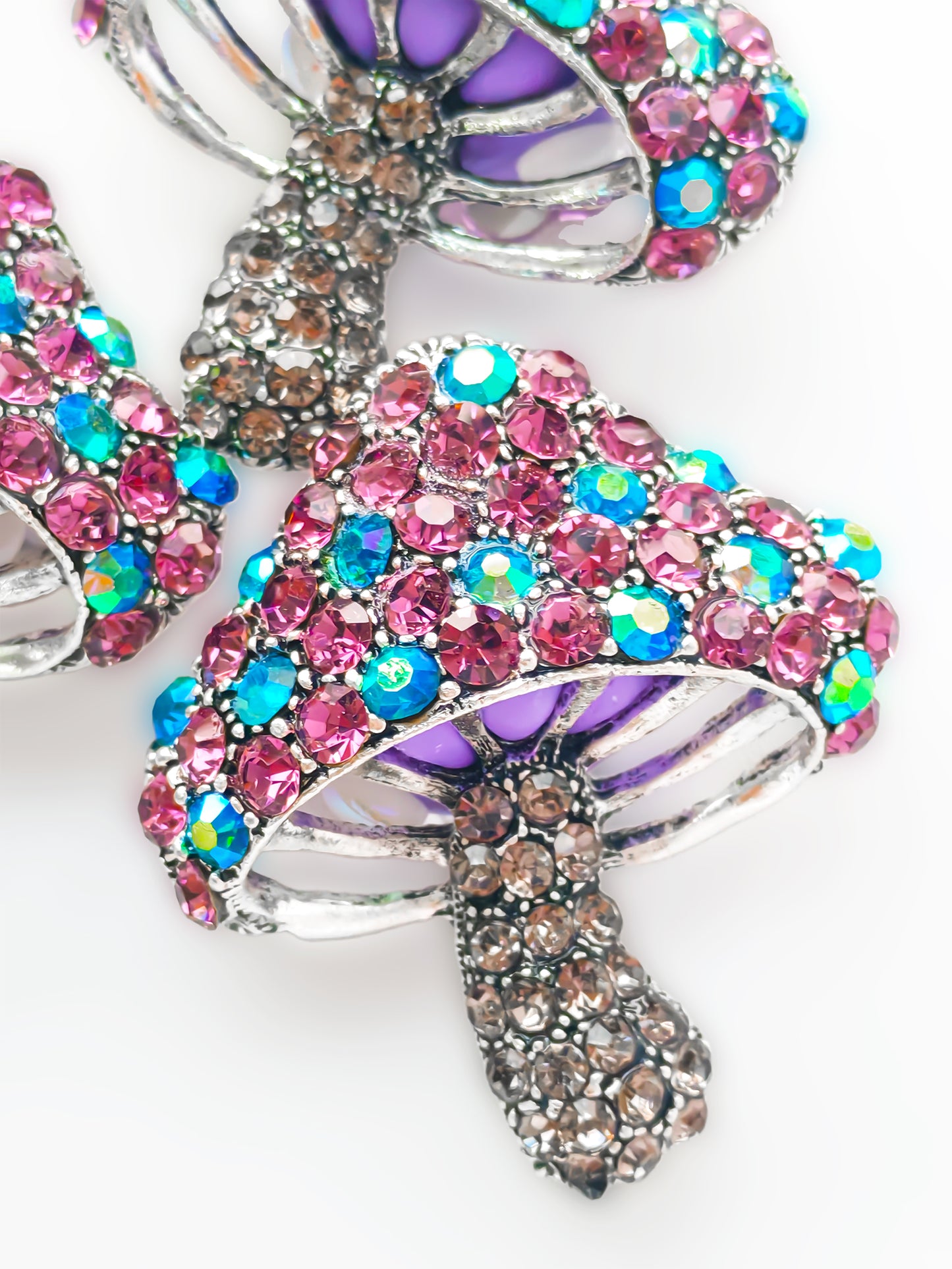 C52071 Metal Purple Diamond Mushroom, unique style Suitable For Bead Pens, Mobile Phone Pendants, Key Chains And Bags DIY Jewelry Craft Accessories
