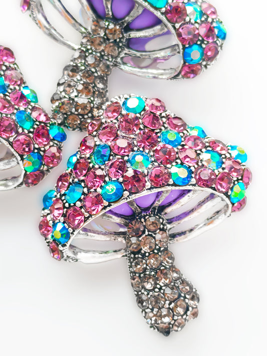 C52071 Metal Purple Diamond Mushroom, unique style Suitable For Bead Pens, Mobile Phone Pendants, Key Chains And Bags DIY Jewelry Craft Accessories