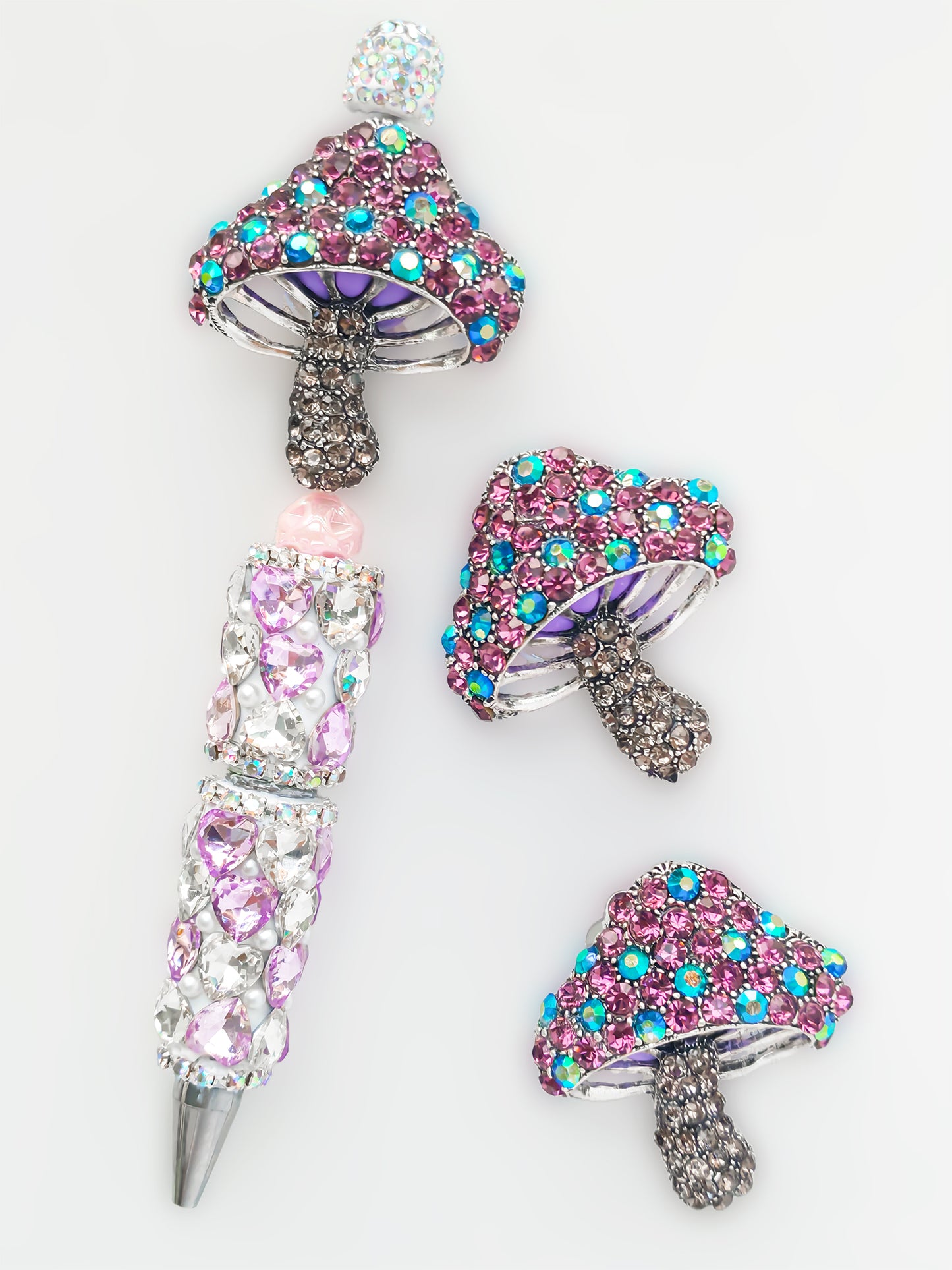 C52071 Metal Purple Diamond Mushroom, unique style Suitable For Bead Pens, Mobile Phone Pendants, Key Chains And Bags DIY Jewelry Craft Accessories
