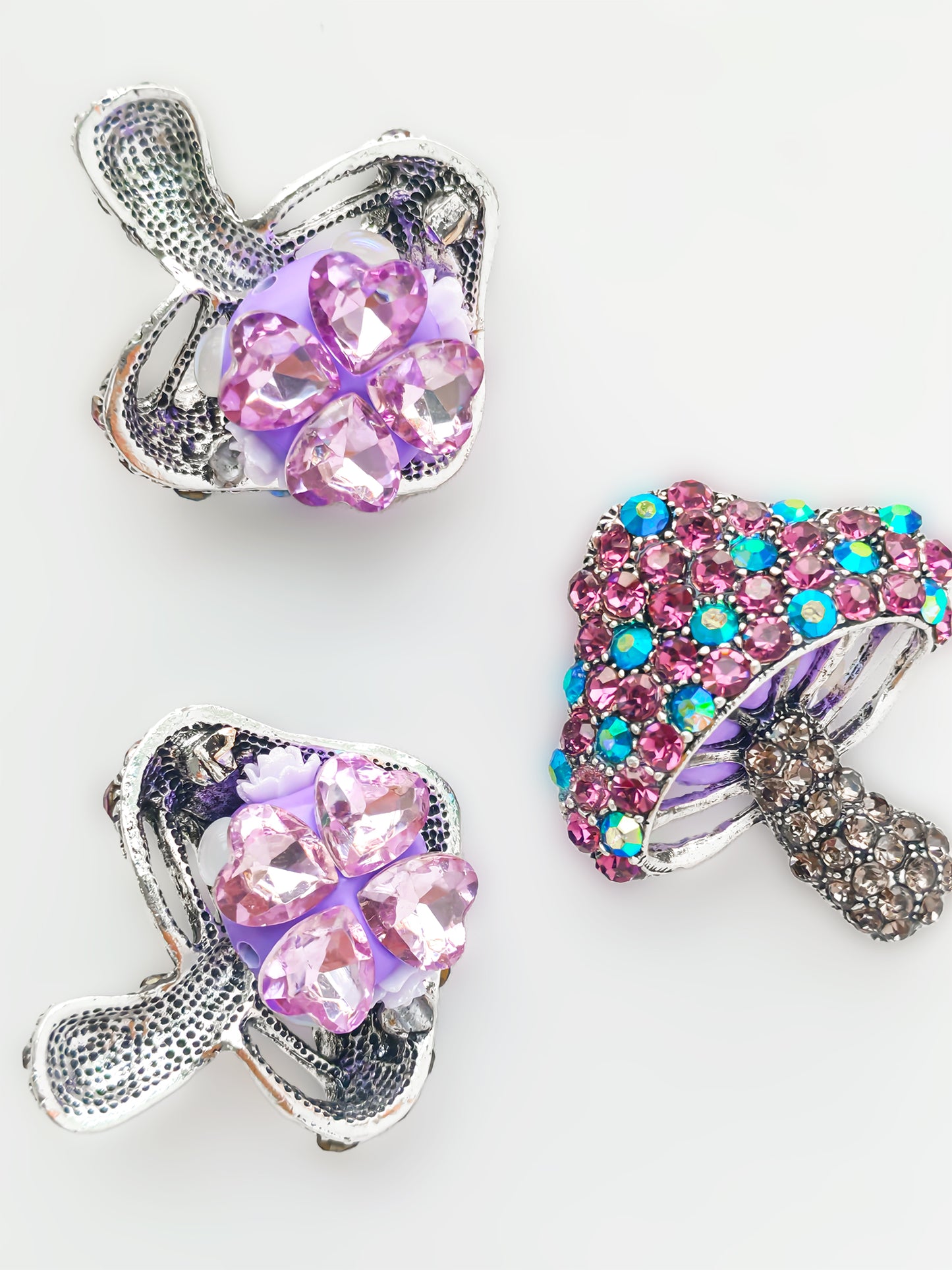C52071 Metal Purple Diamond Mushroom, unique style Suitable For Bead Pens, Mobile Phone Pendants, Key Chains And Bags DIY Jewelry Craft Accessories