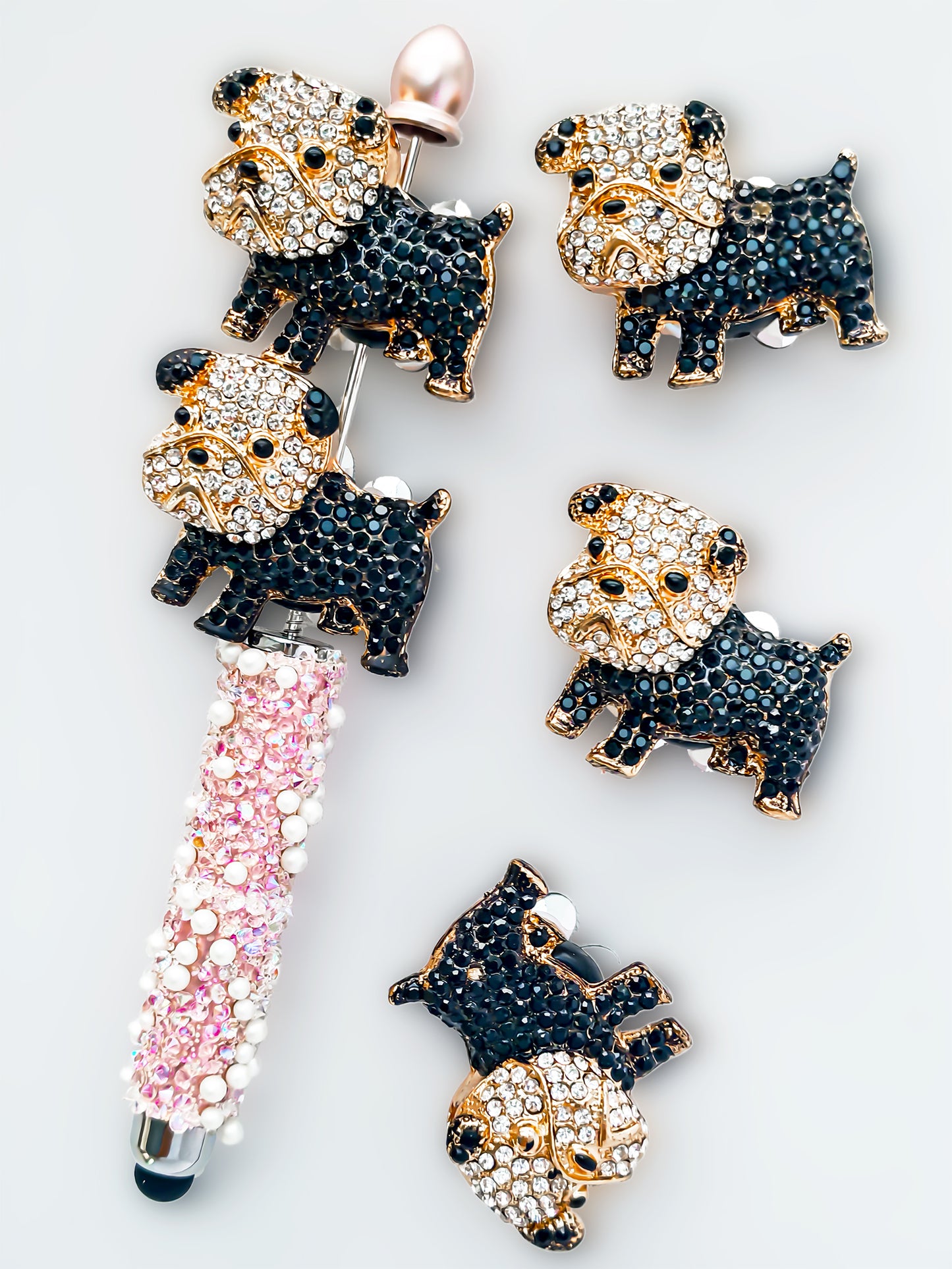 C52072 Metal Dog, Cute Pug Suitable For Bead Pens, Mobile Phone Pendants, Key Chains And Bags DIY Jewelry Craft Accessories