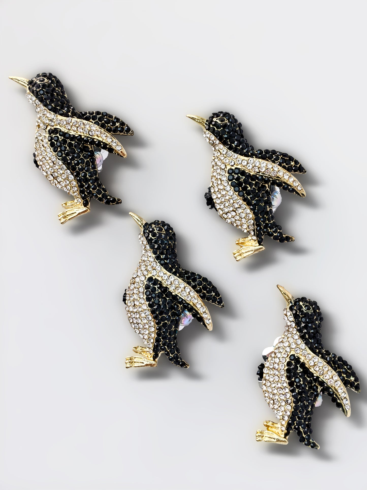 C52083 Metal Diamond-Engraved Penguin, Suitable For Bead Pens, Mobile Phone Pendants, Key Chains And Bags DIY Jewelry Craft Accessories