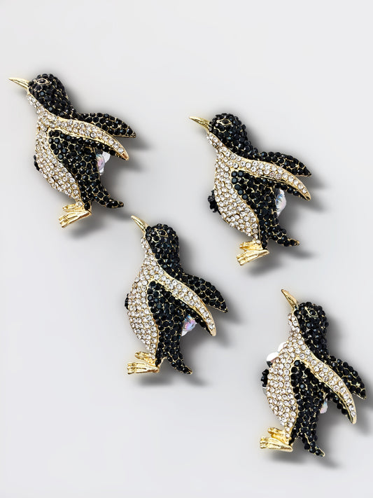 C52083 Metal Diamond-Engraved Penguin, Suitable For Bead Pens, Mobile Phone Pendants, Key Chains And Bags DIY Jewelry Craft Accessories
