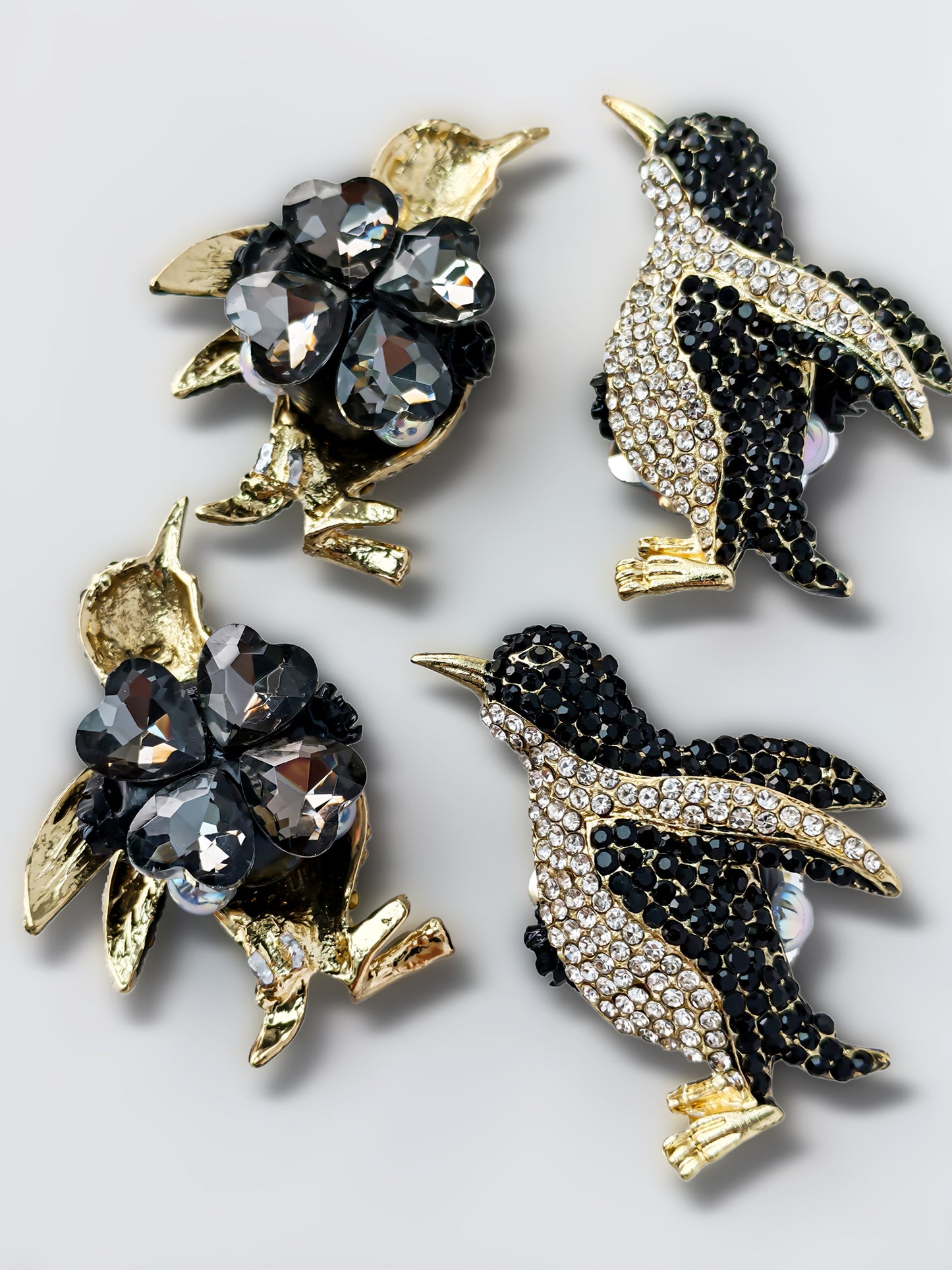 C52083 Metal Diamond-Engraved Penguin, Suitable For Bead Pens, Mobile Phone Pendants, Key Chains And Bags DIY Jewelry Craft Accessories