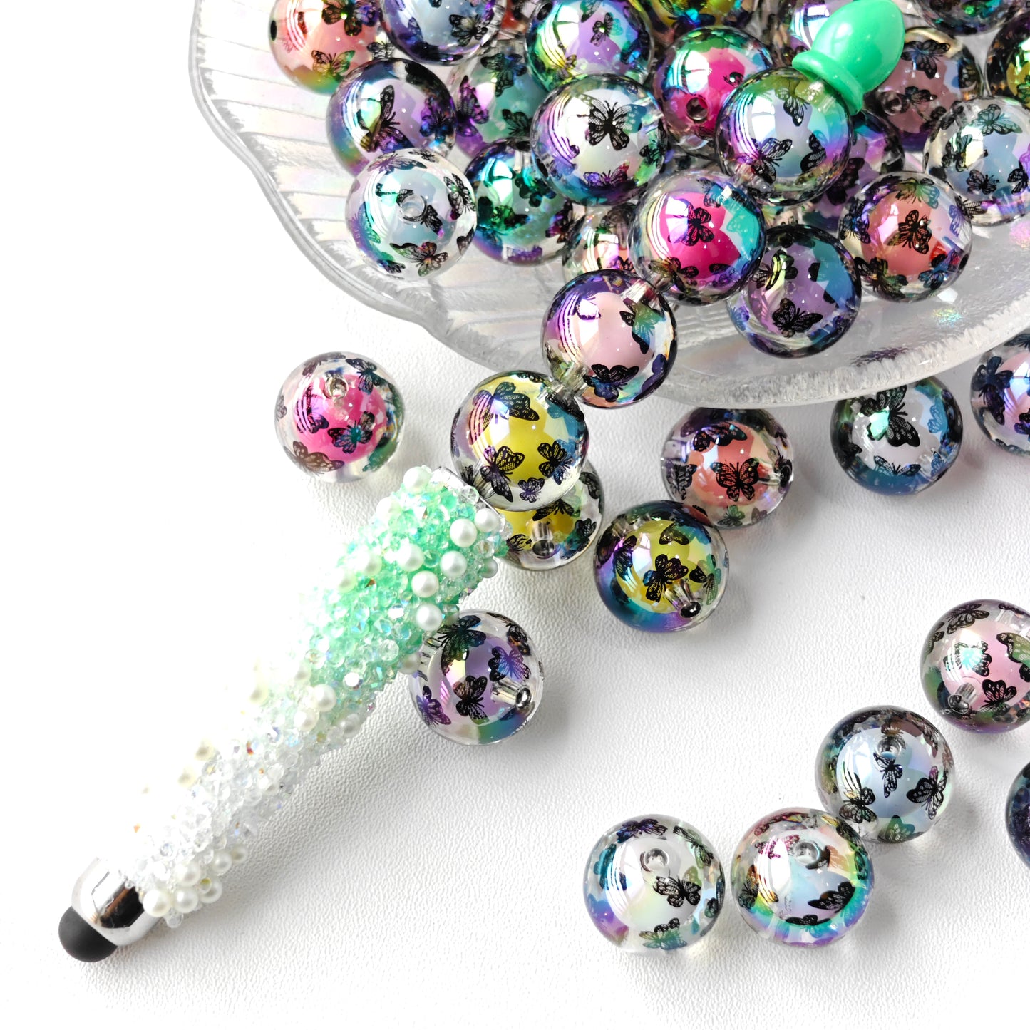AA0130 Butterfly-patterned Acrylic Beads, For DIY Jewelry Making, Suitable For Bracelets, Necklaces, Phone Straps, Keychains