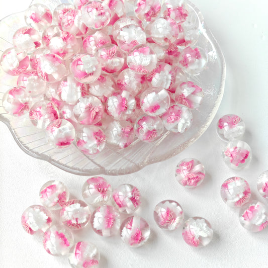 AA0131 Pink Transparent Beads, The Glass-covered Butterfly Suitable For DIY Hairpins, Phone Cases, Clothing Accessories, Key Rings And Jewelry Resin Materials Valentines