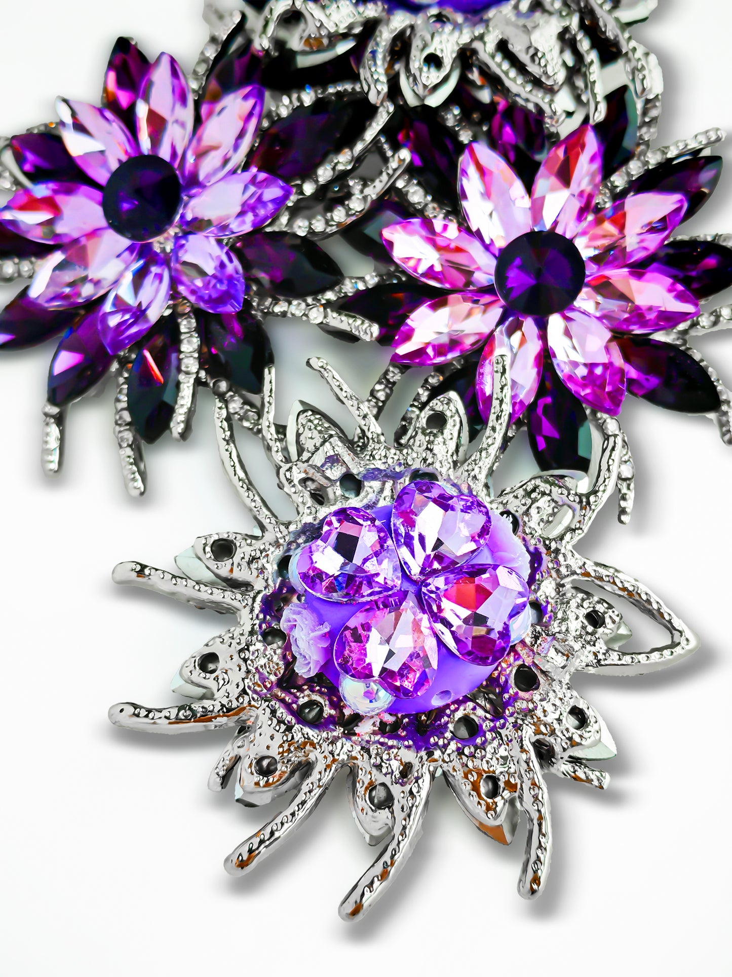 C52088 Metal Two-tone Violet Flowers Suitable For Bead Pens, Mobile Phone Pendants, Key Chains And Bags DIY Jewelry Craft Accessories