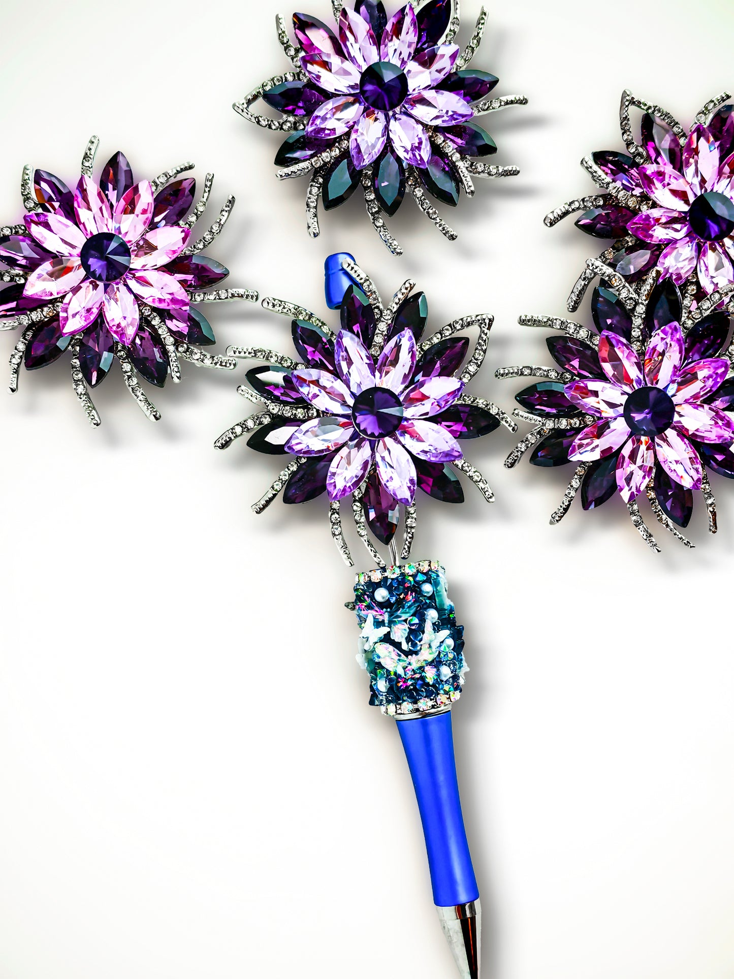 C52088 Metal Two-tone Violet Flowers Suitable For Bead Pens, Mobile Phone Pendants, Key Chains And Bags DIY Jewelry Craft Accessories