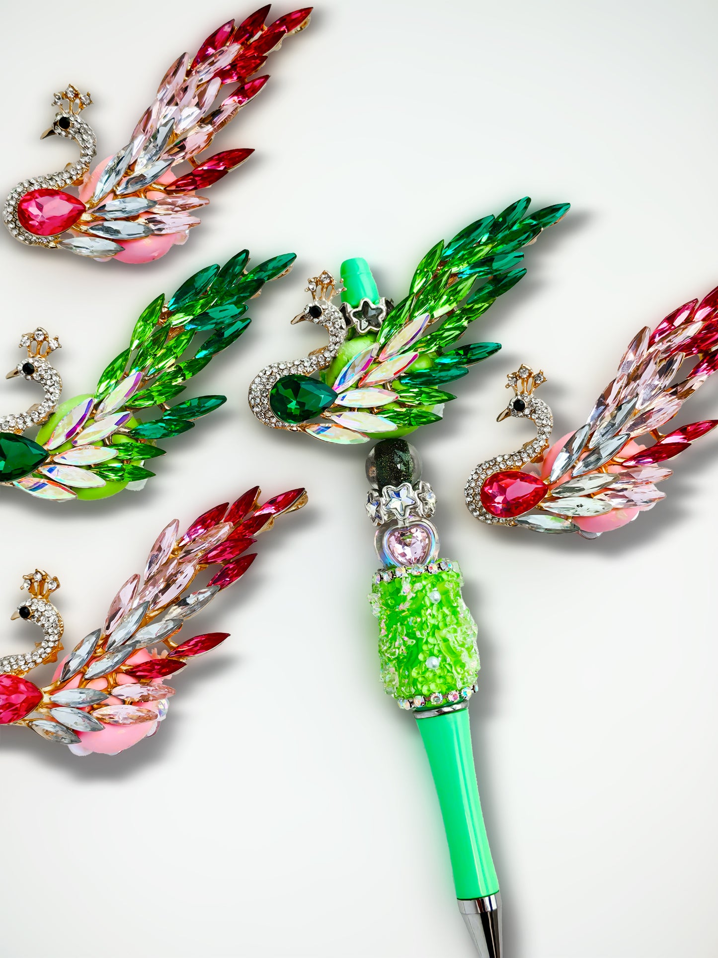C52089 Metal Diamond-Studded Swan Suitable For Bead Pens, Mobile Phone Pendants, Key Chains And Bags DIY Jewelry Craft Accessories