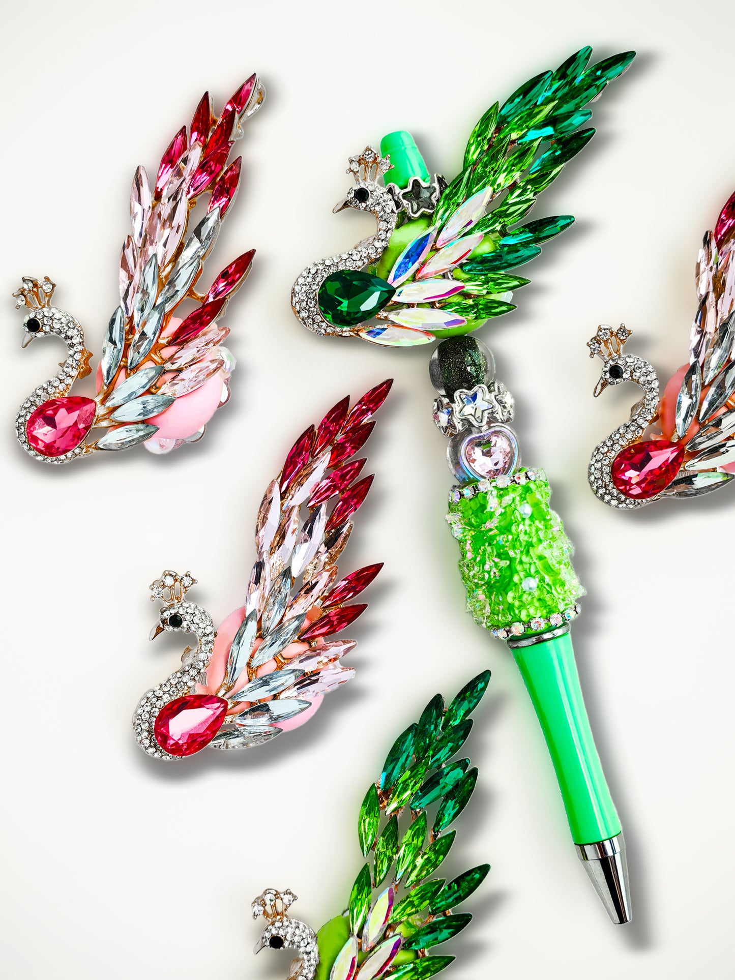C52089 Metal Diamond-Studded Swan Suitable For Bead Pens, Mobile Phone Pendants, Key Chains And Bags DIY Jewelry Craft Accessories