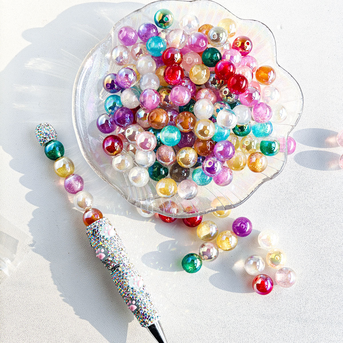 AA0134 30pcs/bag Colorful Beads Large Hole Acrylic Beads, Suitable For DIY Jewelry ,Great For DIY&nbsp;Pens, Necklaces, Key-chains