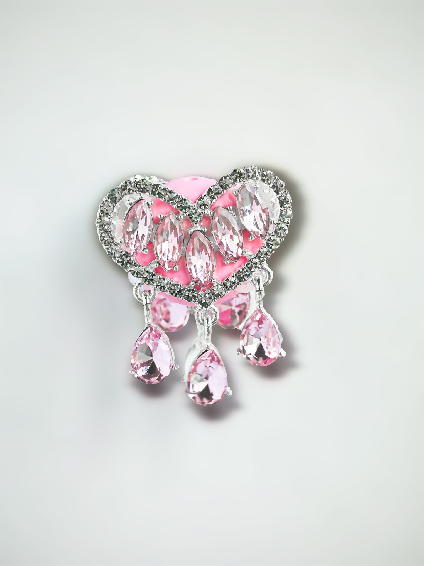 C52091 Heart Pendant, Double-Sided Heart Design, Valentine's Day Jewelry, Crystal Pendant, Suitable For Necklace, Bracelet, Phone Chain, Bag Charms,&nbsp;Key-chain