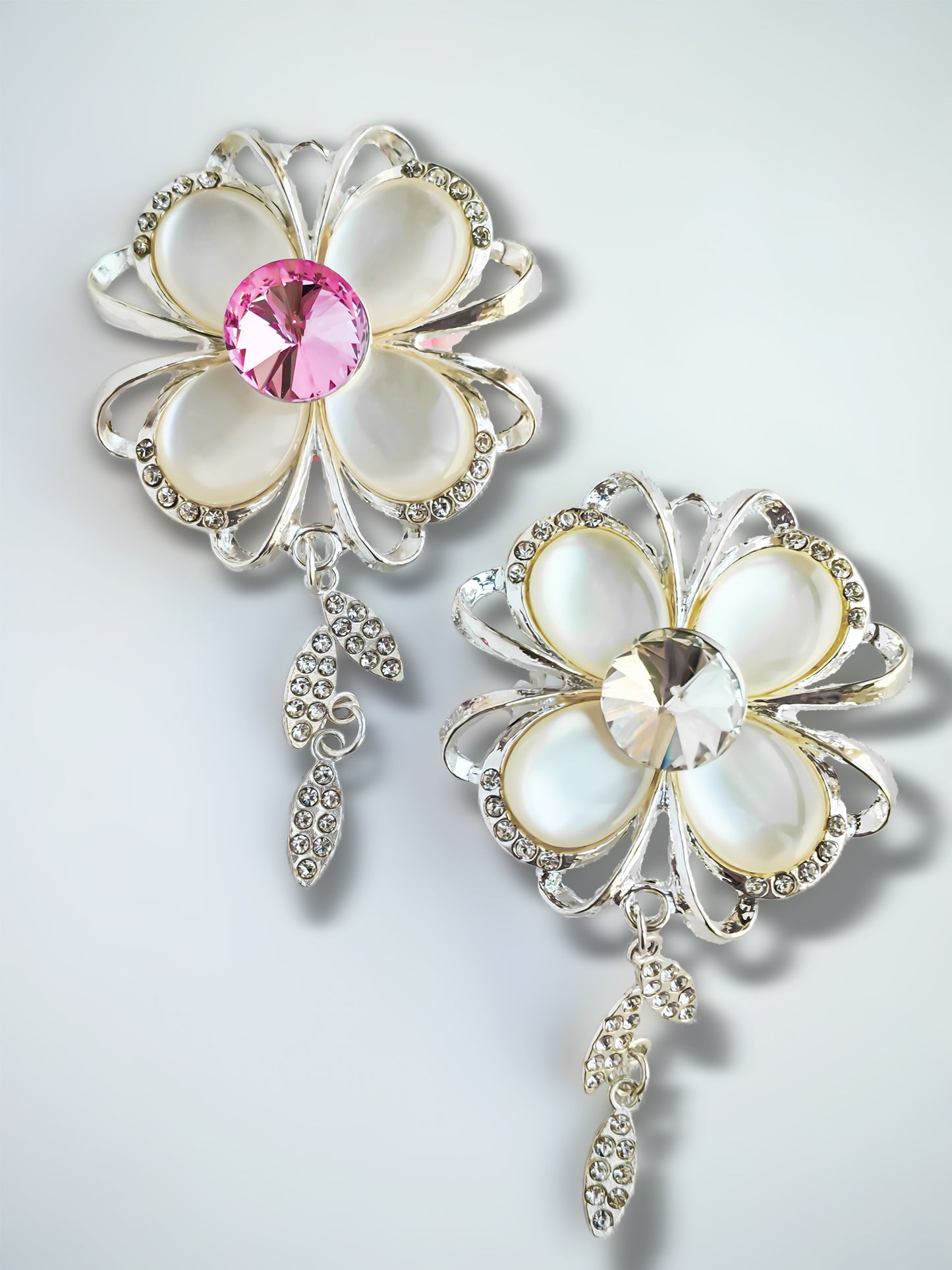 C52093 Metal Four-Petaled Pendant Jewelry, Gem Flower Suitable For DIY Pens Making Beads For Crafts Assorted Bead Pens For Office DIY Gift
