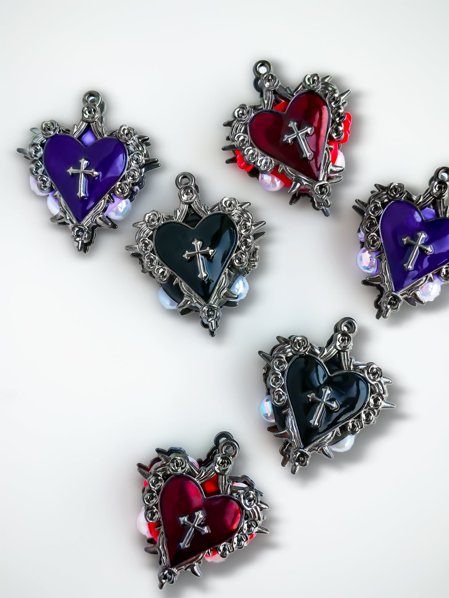 C52094 Metal Heart-Shaped Frame Cross Suitable For Bead Pens, Mobile Phone Pendants, Key Chains And Bags DIY Jewelry Craft Accessories