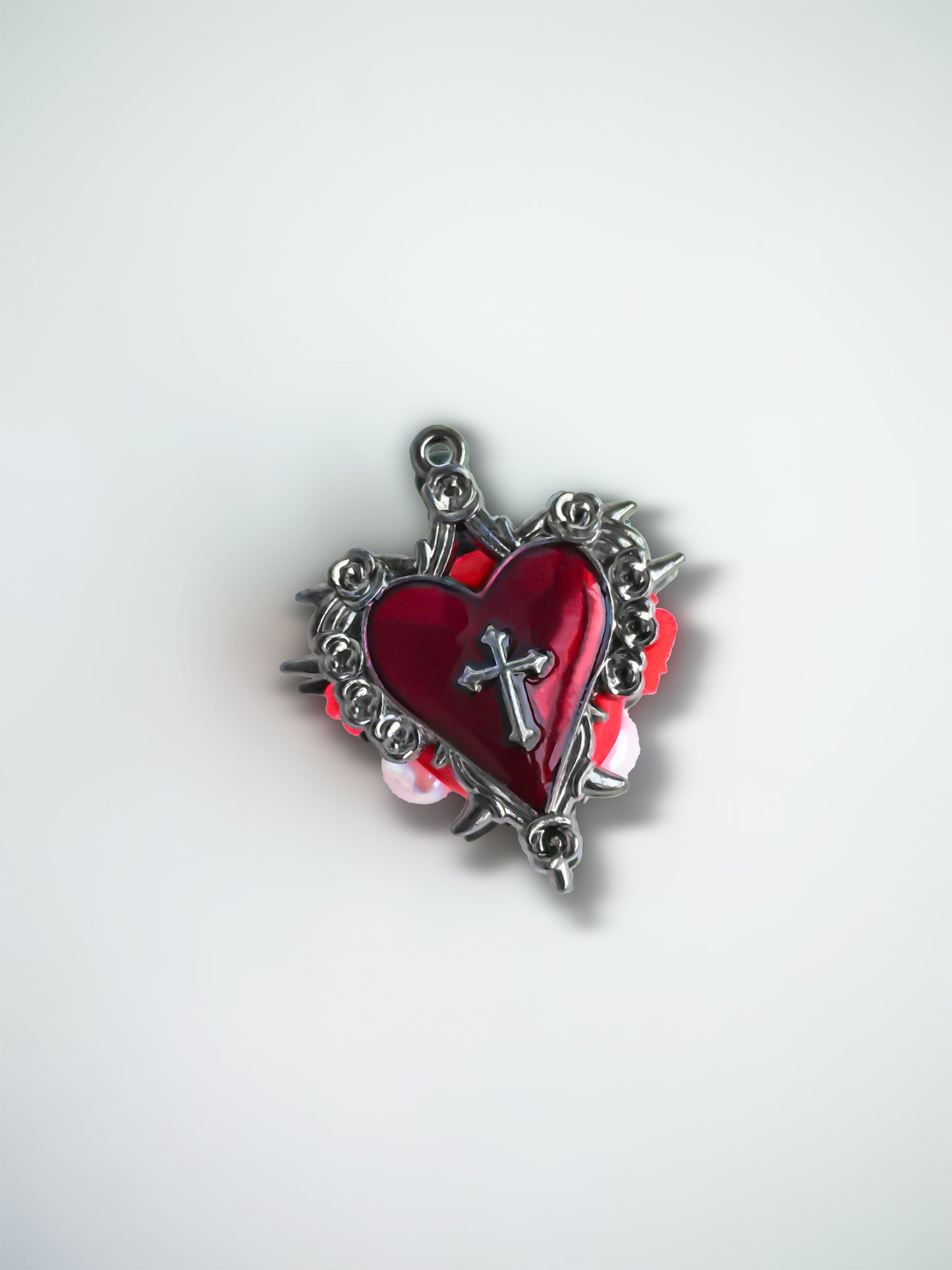 C52094 Metal Heart-Shaped Frame Cross Suitable For Bead Pens, Mobile Phone Pendants, Key Chains And Bags DIY Jewelry Craft Accessories