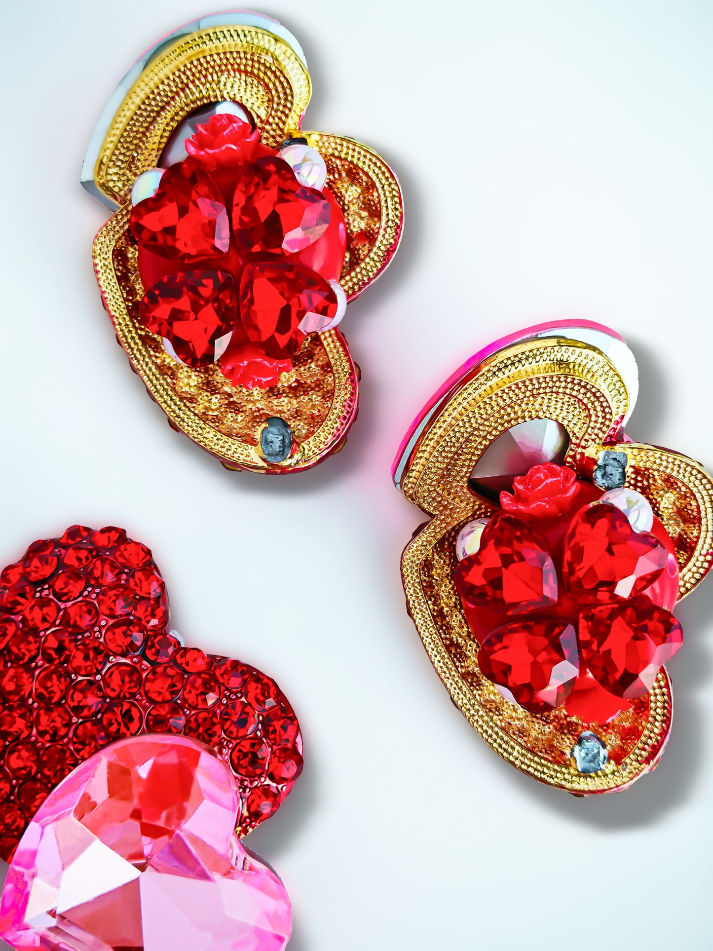 C52095 Metal Large and Small Heart-Shaped Diamonds Suitable For Bead Pens, Mobile Phone Pendants, Key Chains And Bags DIY Jewelry Craft Accessories