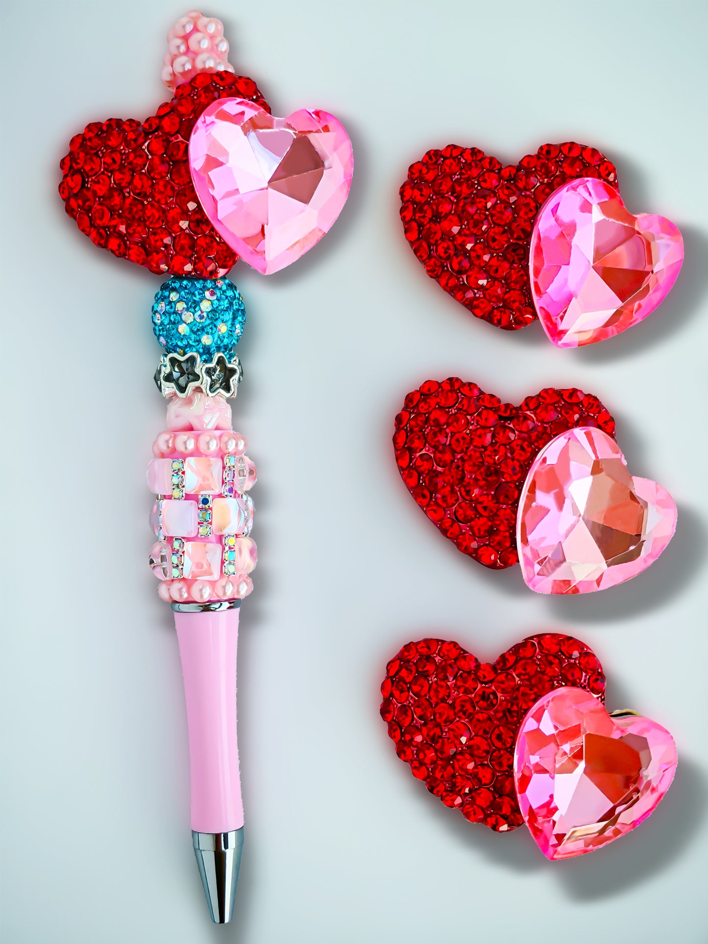 C52095 Metal Large and Small Heart-Shaped Diamonds Suitable For Bead Pens, Mobile Phone Pendants, Key Chains And Bags DIY Jewelry Craft Accessories