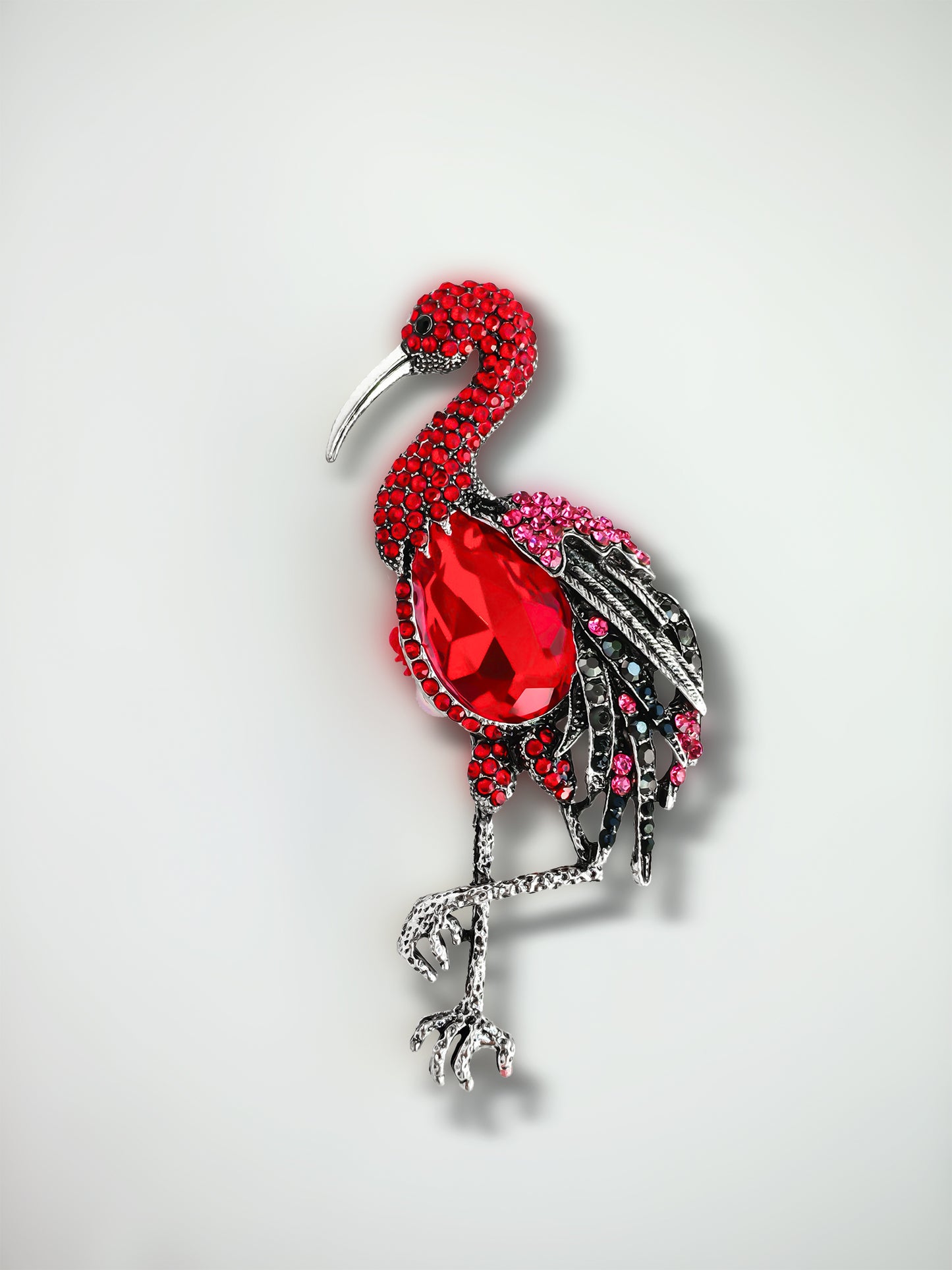 C52096 Metal Gem Flamingo, Large Fire Diamond, Single-legged Standing Flamingo Suitable For Bead Pens, Mobile Phone Pendants, Key Chains And Bags DIY Jewelry Craft Accessories