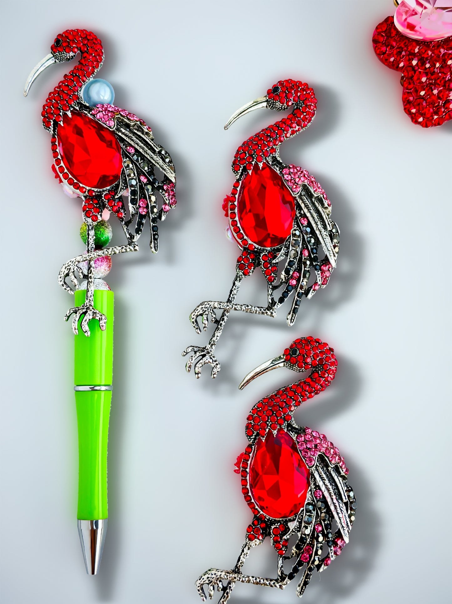 C52096 Metal Gem Flamingo, Large Fire Diamond, Single-legged Standing Flamingo Suitable For Bead Pens, Mobile Phone Pendants, Key Chains And Bags DIY Jewelry Craft Accessories