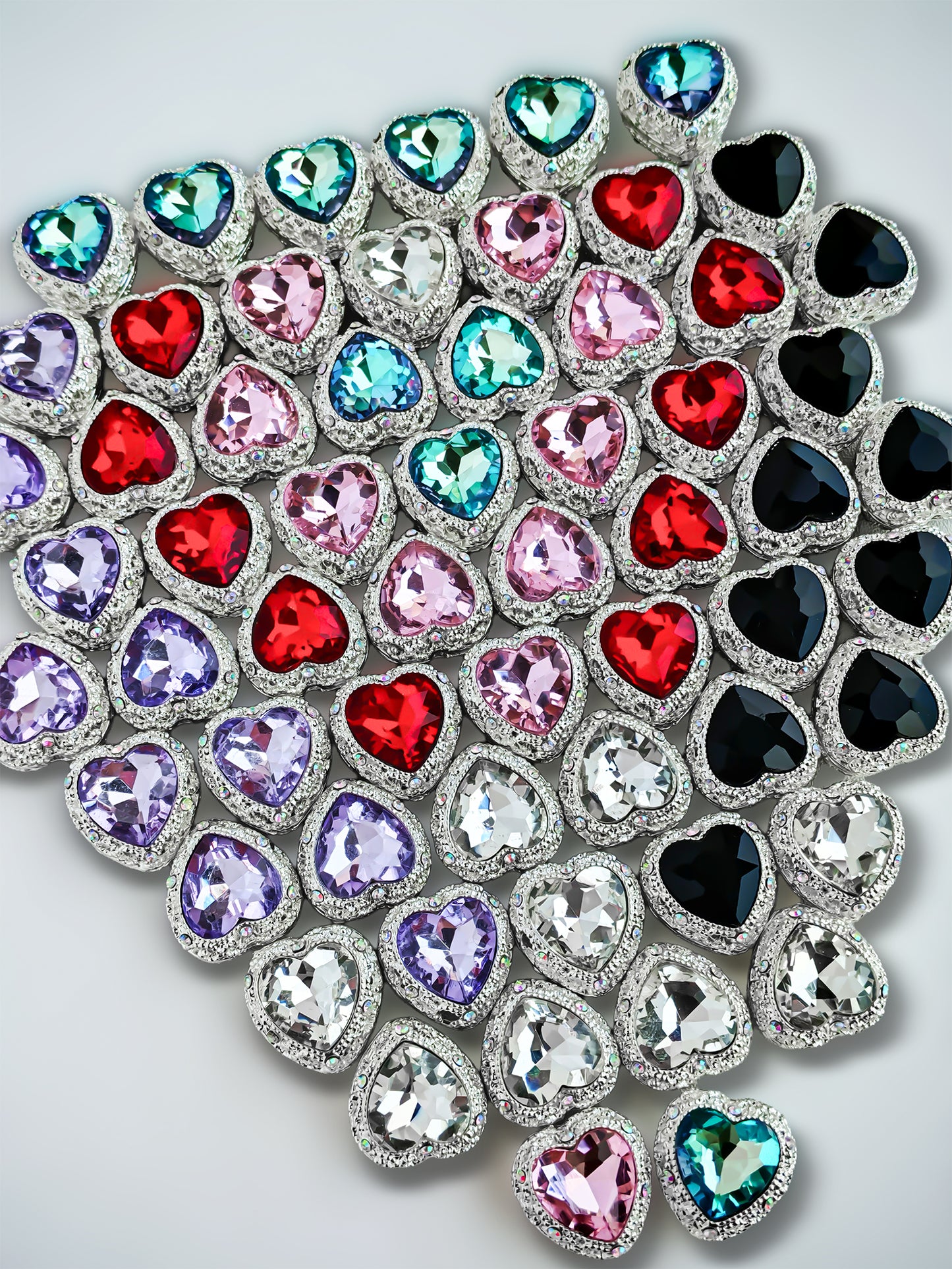 C52097 Heart-Shaped Diamond, Metal Colorful Fance Suitable For DIY Bracelet, Necklace, Keychain, Durable Jewelry Making Supplies, DIY Pens, Phonechains