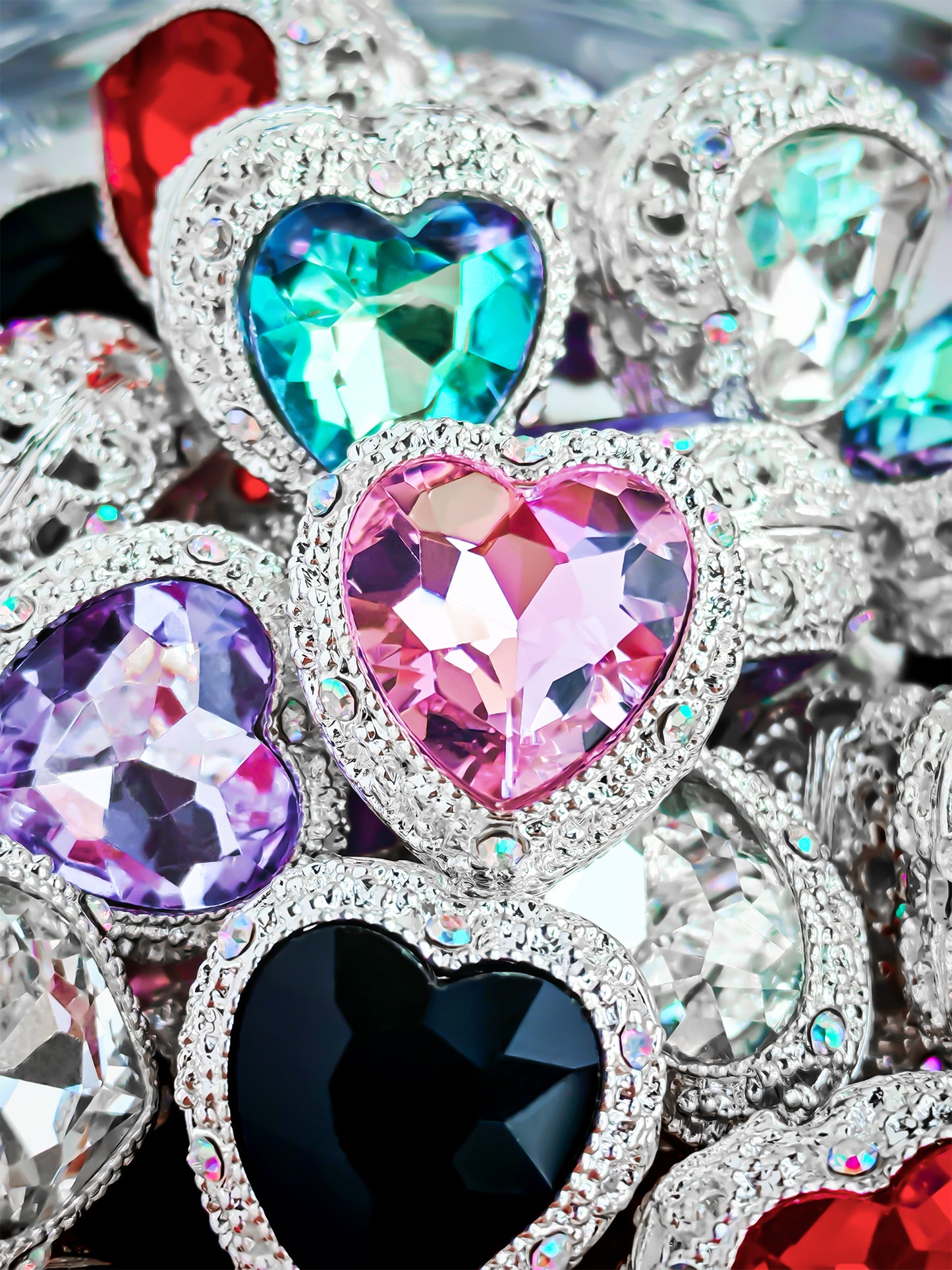 C52097 Heart-Shaped Diamond, Metal Colorful Fance Suitable For DIY Bracelet, Necklace, Keychain, Durable Jewelry Making Supplies, DIY Pens, Phonechains