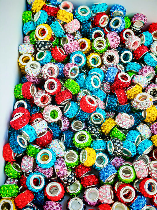 C52098 Macroporous Resin Beads, Colored with Small Rhinestones, Small Fance Suitable For DIY Bracelet, Necklace, Keychain, Durable Jewelry Making Supplies, DIY Pens, Phonechains