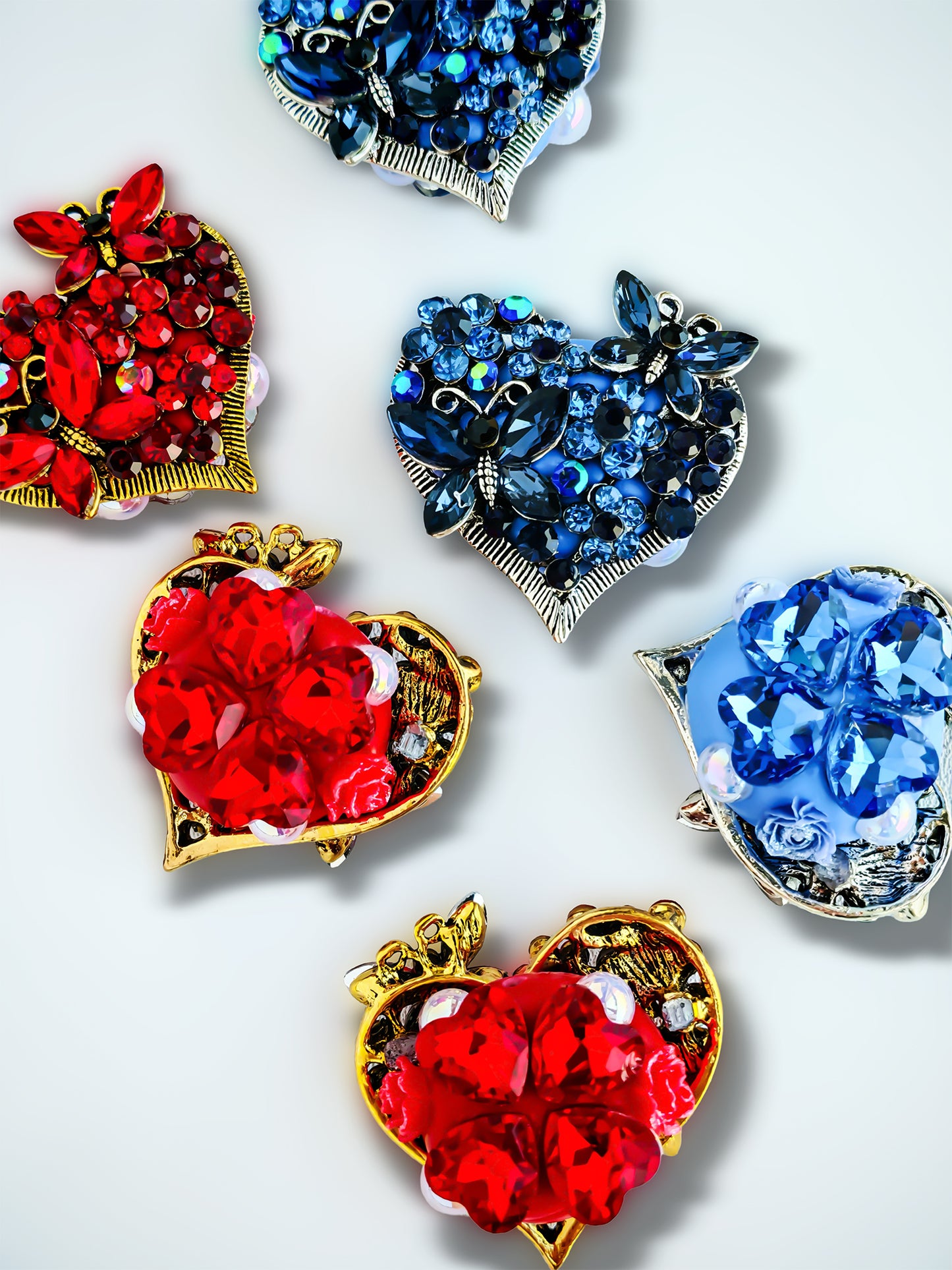 C52100 Metal Valentine's Day Hearts, Butterflies and Flowers Suitable For Bead Pens, Mobile Phone Pendants, Key Chains And Bags DIY Jewelry Craft Accessories