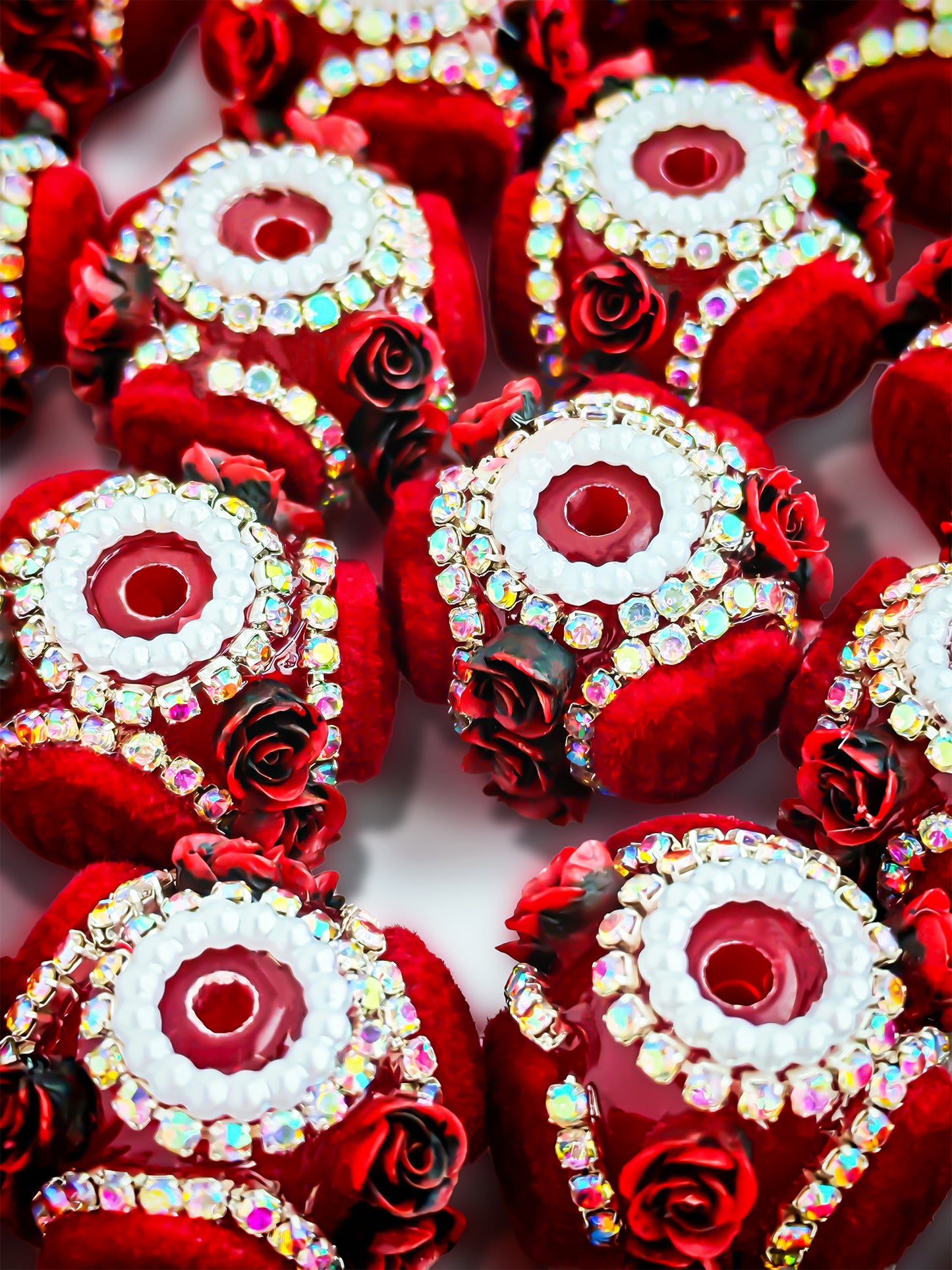 C52104 Beads Valentine's Day Rose Heart Bead DIY Jewelry Making And Decorations, Suitable For Necklace, Bracelet, Phone Chain, Bag Charms, Key-chain