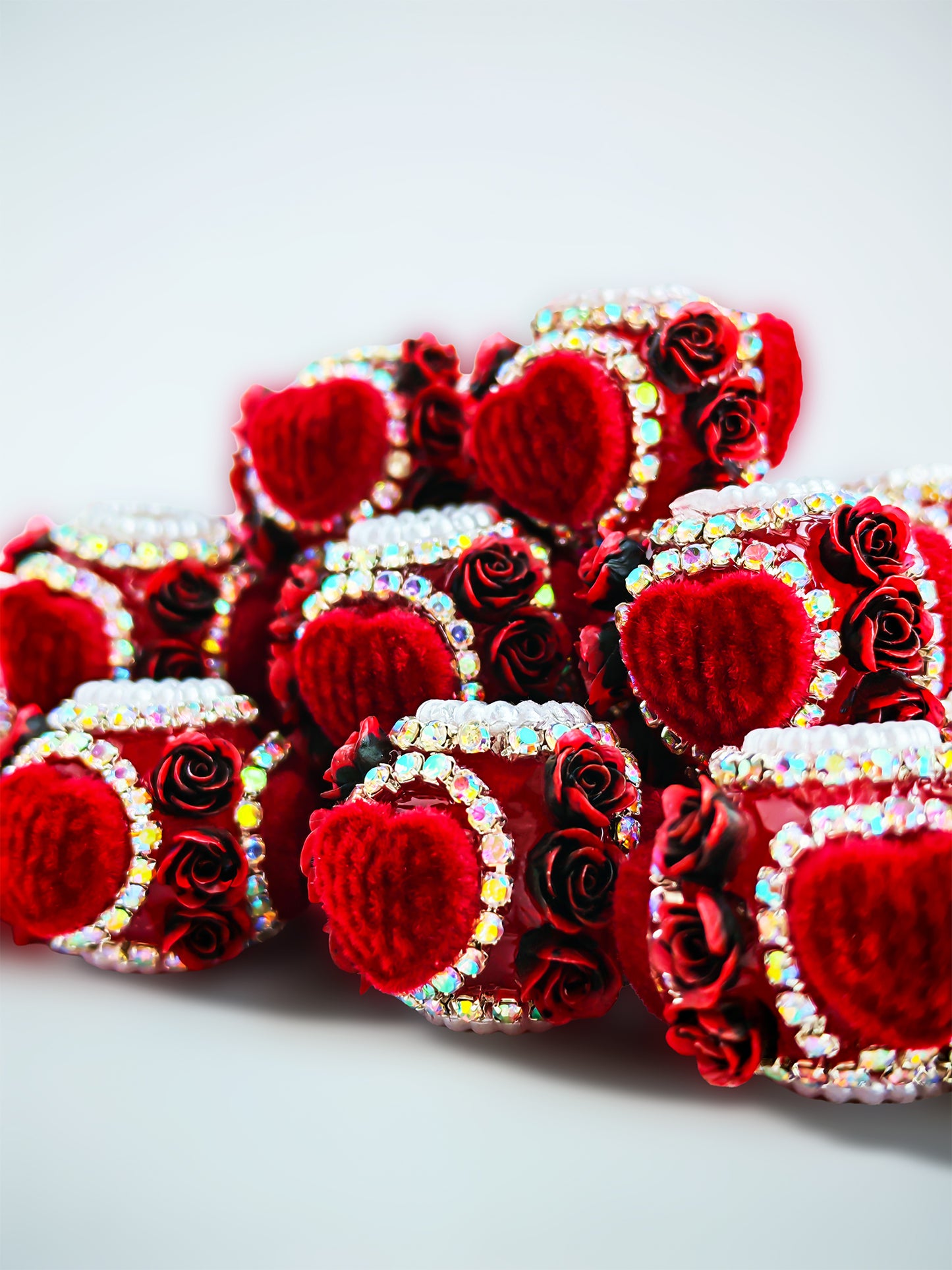 C52104 Beads Valentine's Day Rose Heart Bead DIY Jewelry Making And Decorations, Suitable For Necklace, Bracelet, Phone Chain, Bag Charms, Key-chain