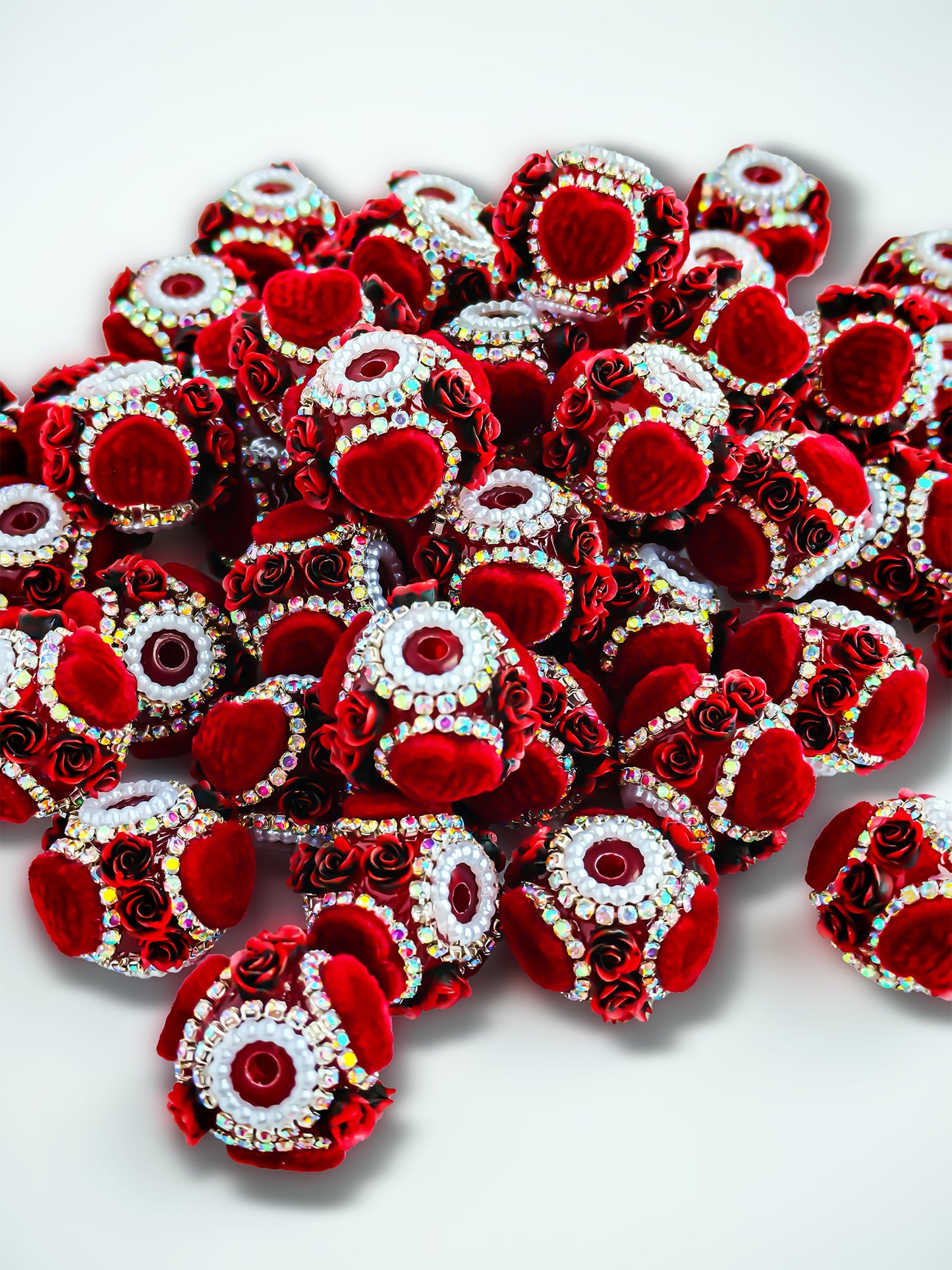 C52104 Beads Valentine's Day Rose Heart Bead DIY Jewelry Making And Decorations, Suitable For Necklace, Bracelet, Phone Chain, Bag Charms, Key-chain