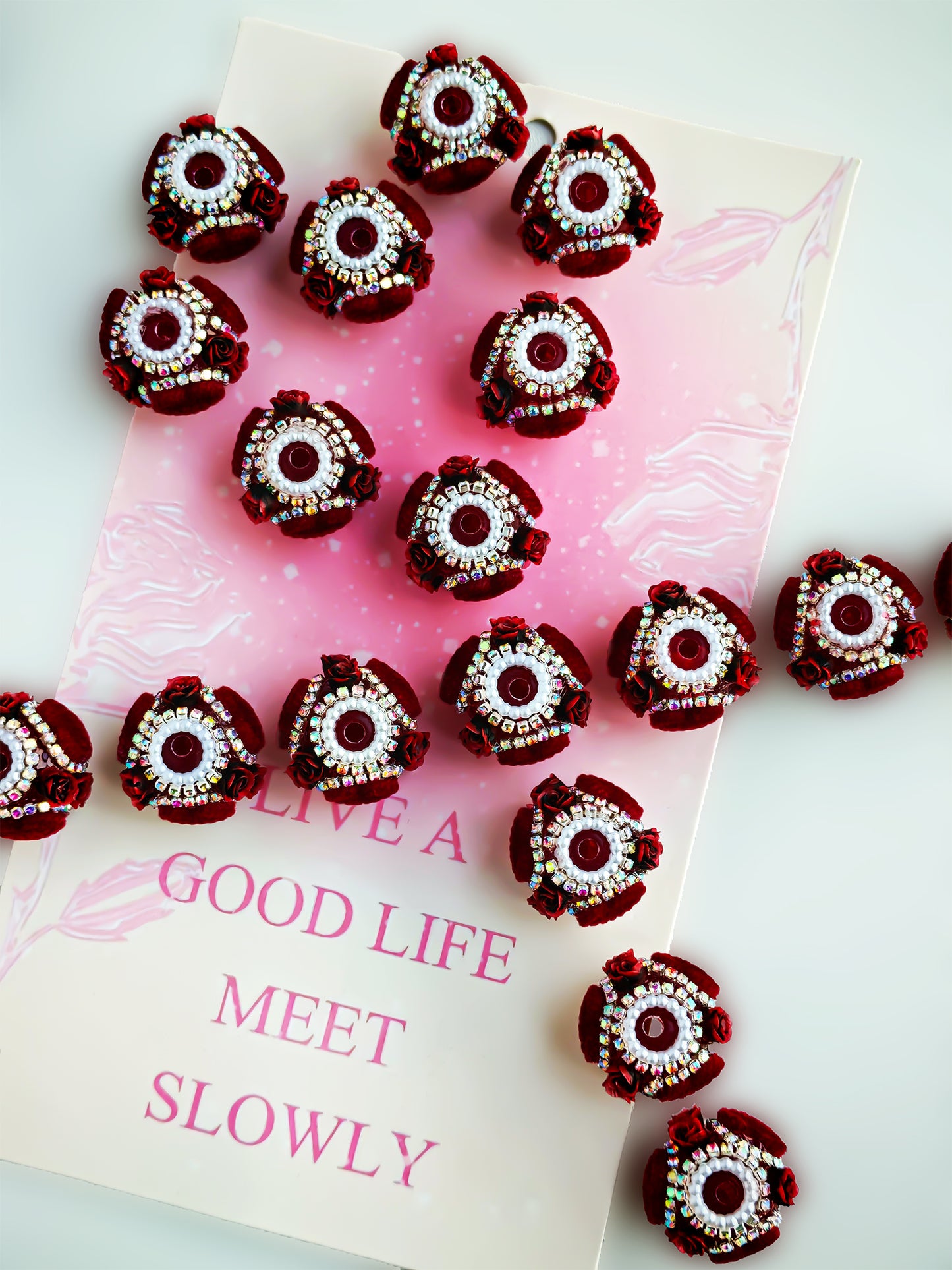 C52104 Beads Valentine's Day Rose Heart Bead DIY Jewelry Making And Decorations, Suitable For Necklace, Bracelet, Phone Chain, Bag Charms, Key-chain