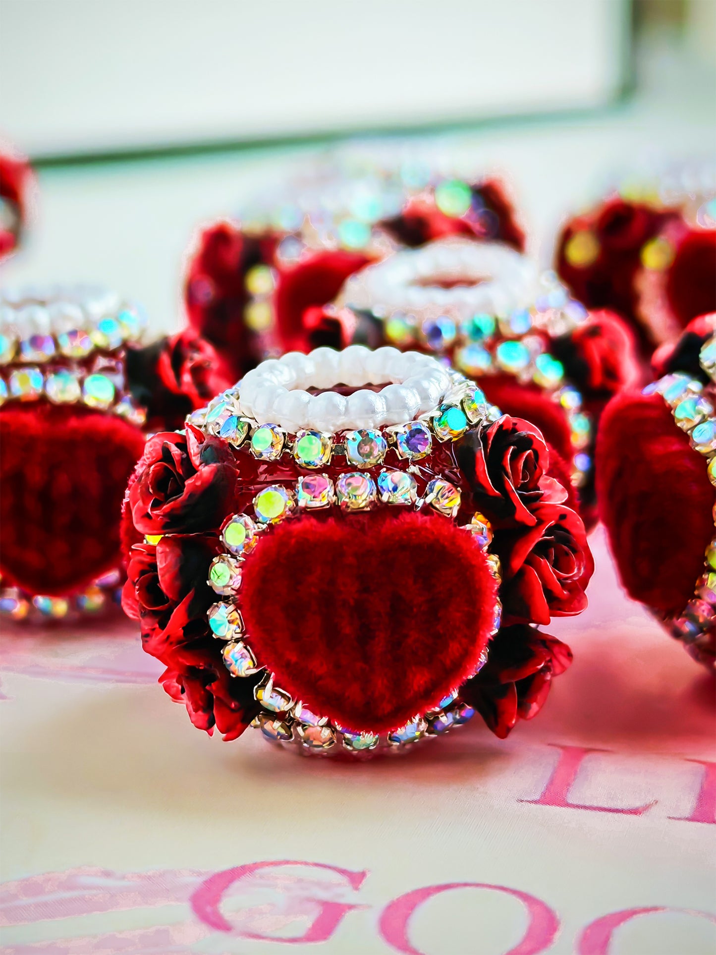 C52104 Beads Valentine's Day Rose Heart Bead DIY Jewelry Making And Decorations, Suitable For Necklace, Bracelet, Phone Chain, Bag Charms, Key-chain