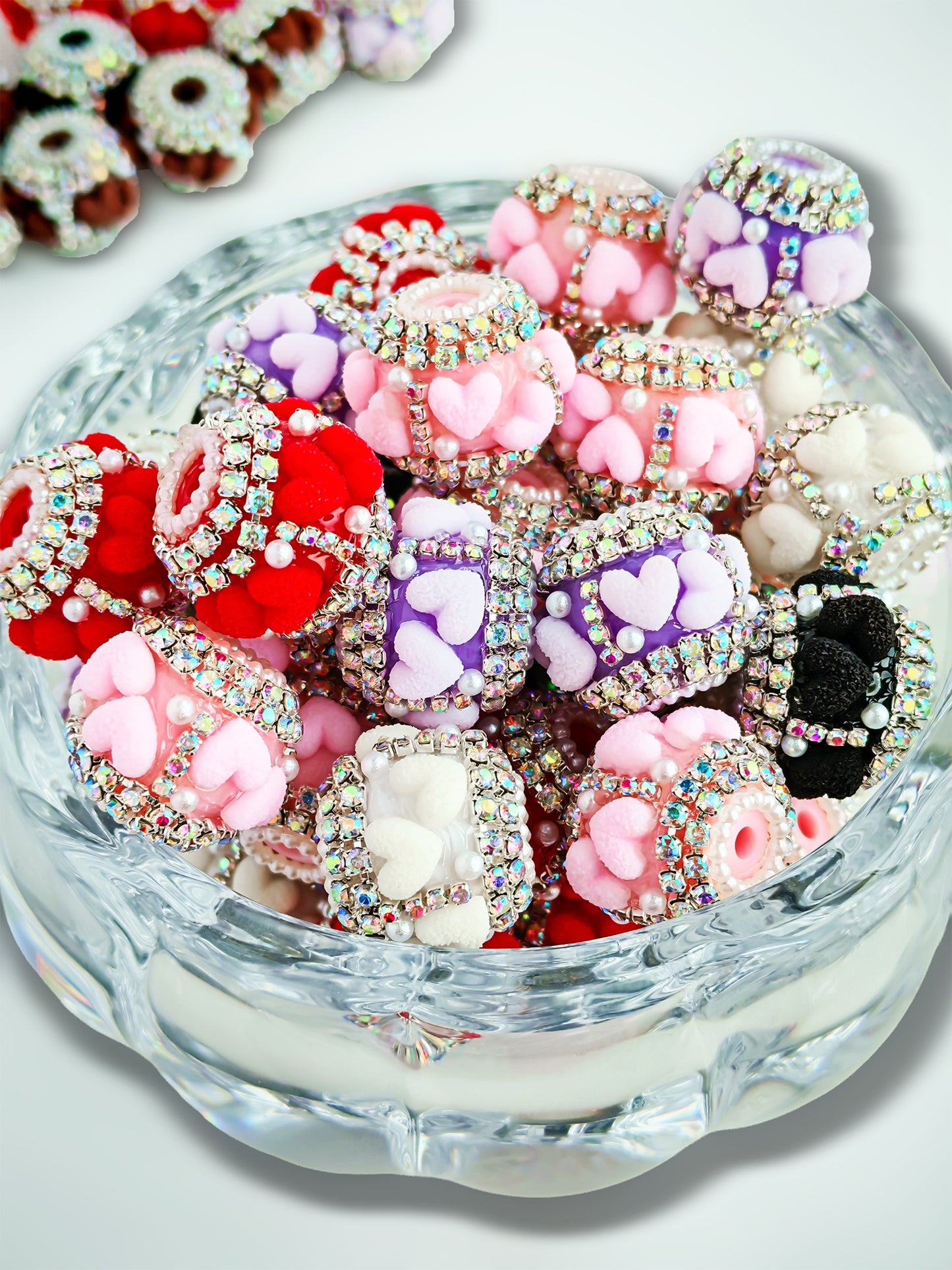 C52105 Valentine's Day Rhinestone Heart Bead Suitable For Jewelry Making, DIY Bracelet, Necklace, Keychain, Phone Strap Accessories, DIY Pens