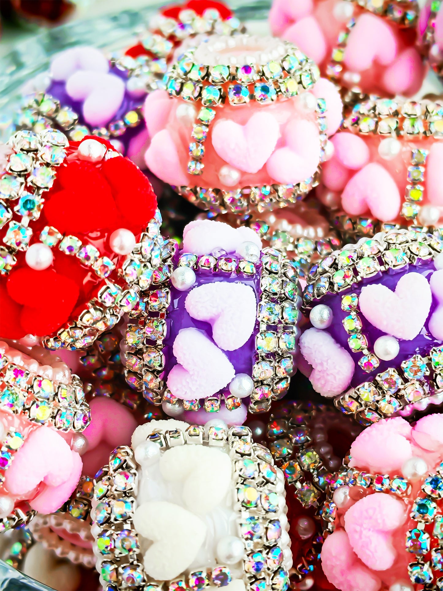 C52105 Valentine's Day Rhinestone Heart Bead Suitable For Jewelry Making, DIY Bracelet, Necklace, Keychain, Phone Strap Accessories, DIY Pens