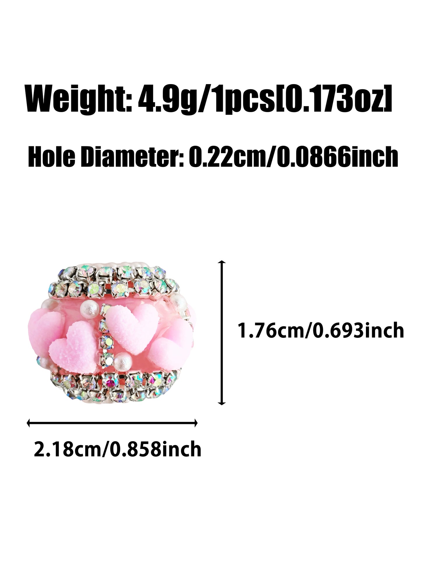 C52105 Valentine's Day Rhinestone Heart Bead Suitable For Jewelry Making, DIY Bracelet, Necklace, Keychain, Phone Strap Accessories, DIY Pens