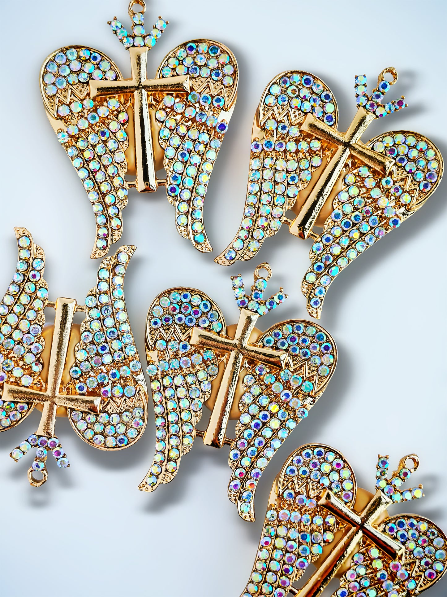 C52106 Metal Creative Cross Angel Wings Pure, White Angel Wings, Holy Knight Shield Suitable For DIY Bracelet, Necklace, Keychain, Durable Jewelry Making Supplies, DIY Pens, Phonechains