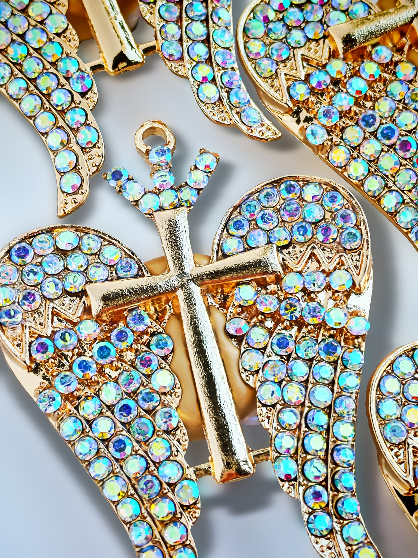 C52106 Metal Creative Cross Angel Wings Pure, White Angel Wings, Holy Knight Shield Suitable For DIY Bracelet, Necklace, Keychain, Durable Jewelry Making Supplies, DIY Pens, Phonechains