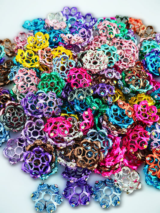 C52113 Metal Fance Beads Handmade Rhinestone Petal Jewelry, Creative Retro Fashion Accessory DIY Pens Phone Chains