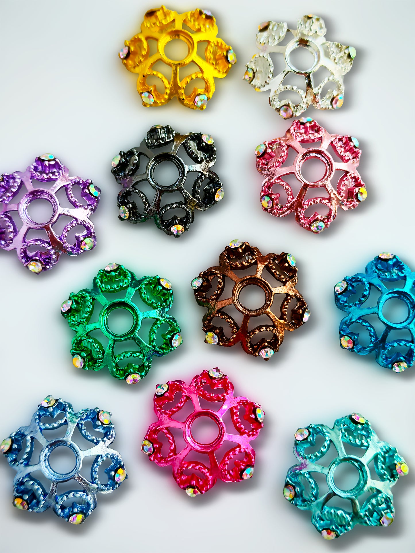 C52113 Metal Fance Beads Handmade Rhinestone Petal Jewelry, Creative Retro Fashion Accessory DIY Pens Phone Chains