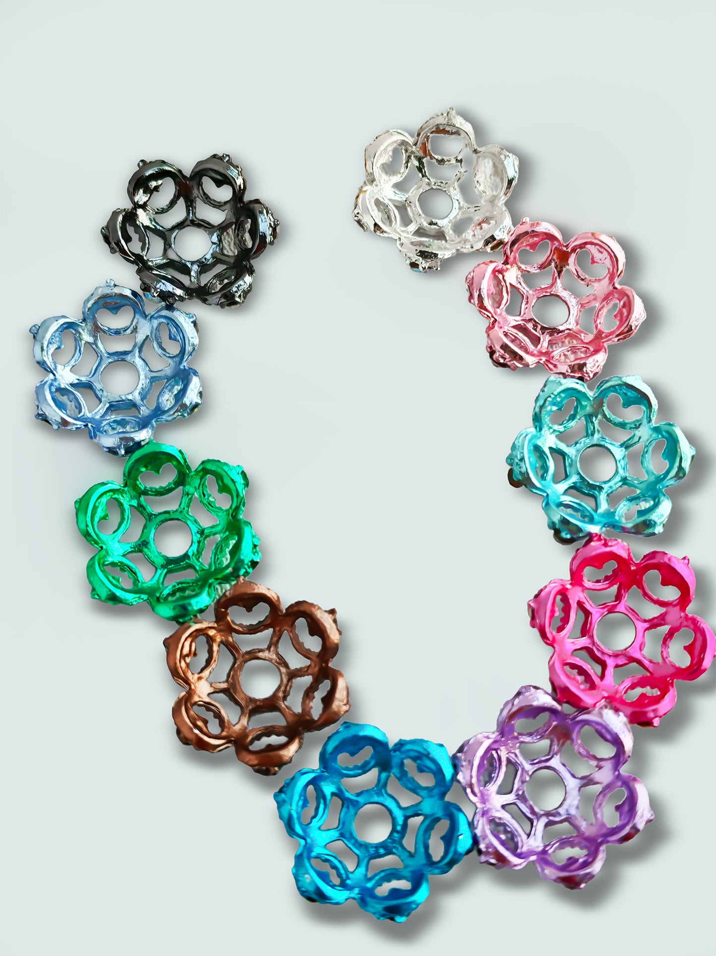 C52113 Metal Fance Beads Handmade Rhinestone Petal Jewelry, Creative Retro Fashion Accessory DIY Pens Phone Chains
