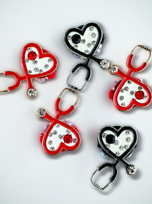 C52114 Metal Valentine's Day Heart-Shaped Stethoscope，Abstract Nurse Hospital Style Suitable For Necklace, Bracelet, Phone Chain, Bag Charms, Key-chain.