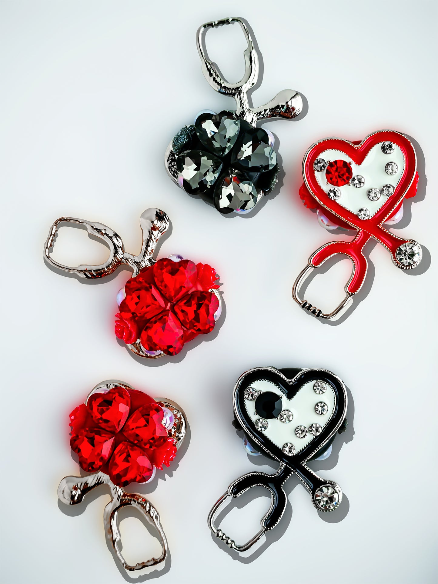 C52114 Metal Valentine's Day Heart-Shaped Stethoscope，Abstract Nurse Hospital Style Suitable For Necklace, Bracelet, Phone Chain, Bag Charms, Key-chain.