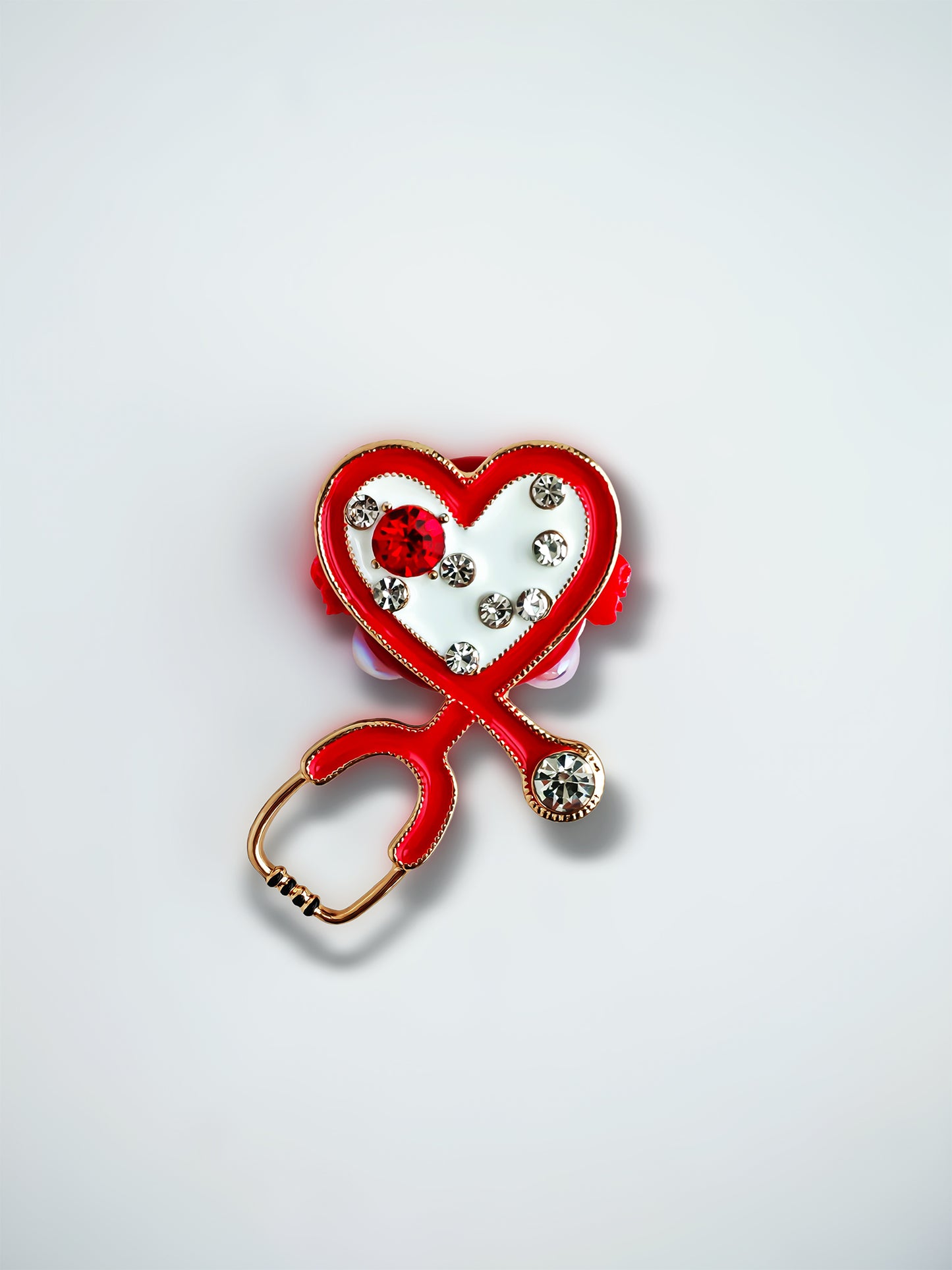C52114 Metal Valentine's Day Heart-Shaped Stethoscope，Abstract Nurse Hospital Style Suitable For Necklace, Bracelet, Phone Chain, Bag Charms, Key-chain.